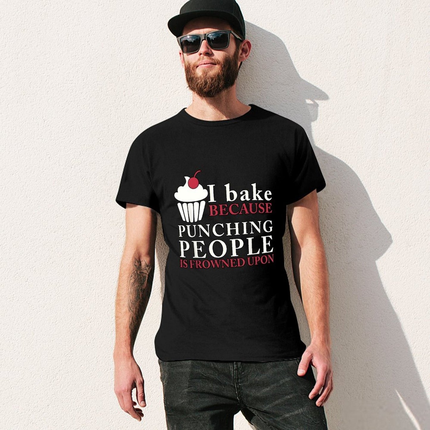 Inkmay Casual Cotton T-shirt Baking Is My Stress Relief Method Unisex T-shirtHeavyweight Fade-Resistant T-Shirt
