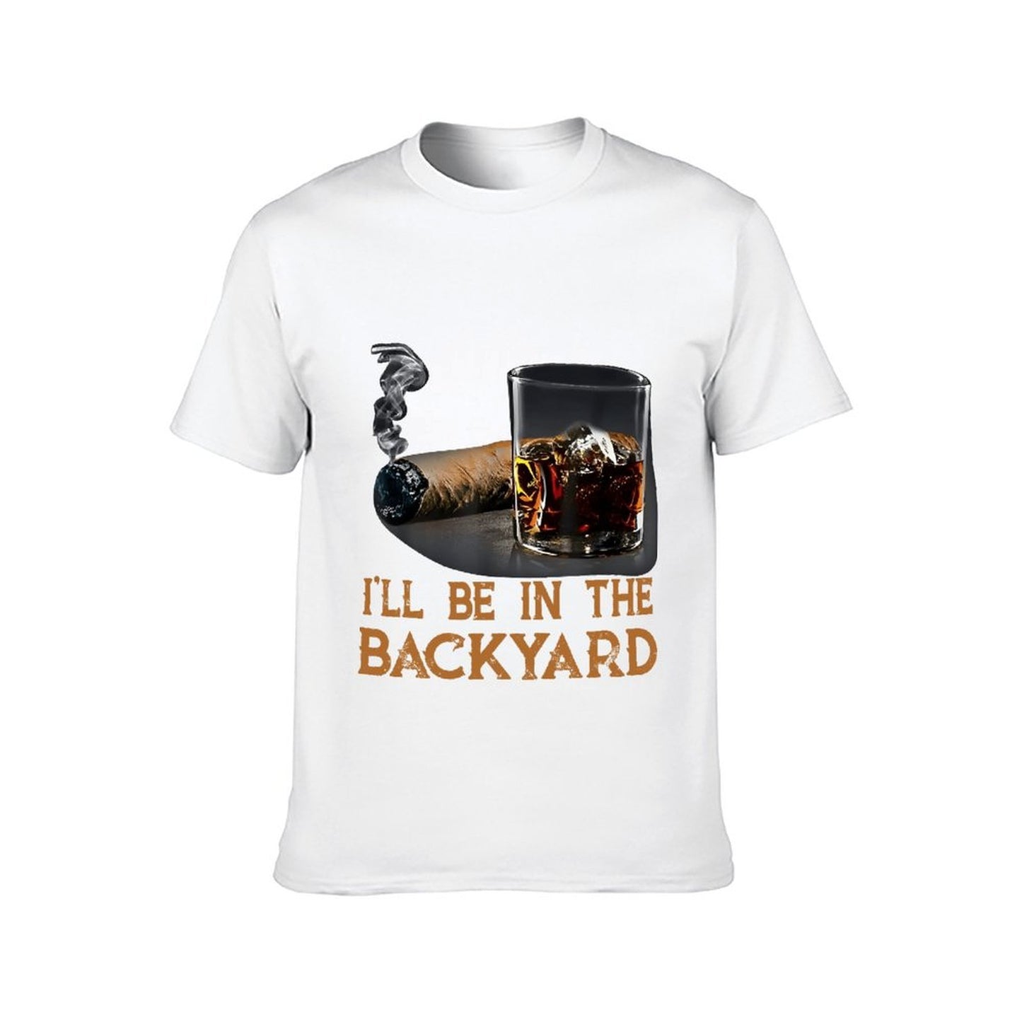 Inkmay Casual Cotton T-shirt Cigar And Whiskey Glass Together Unisex T-shirtNeat Recycled T-Shirt