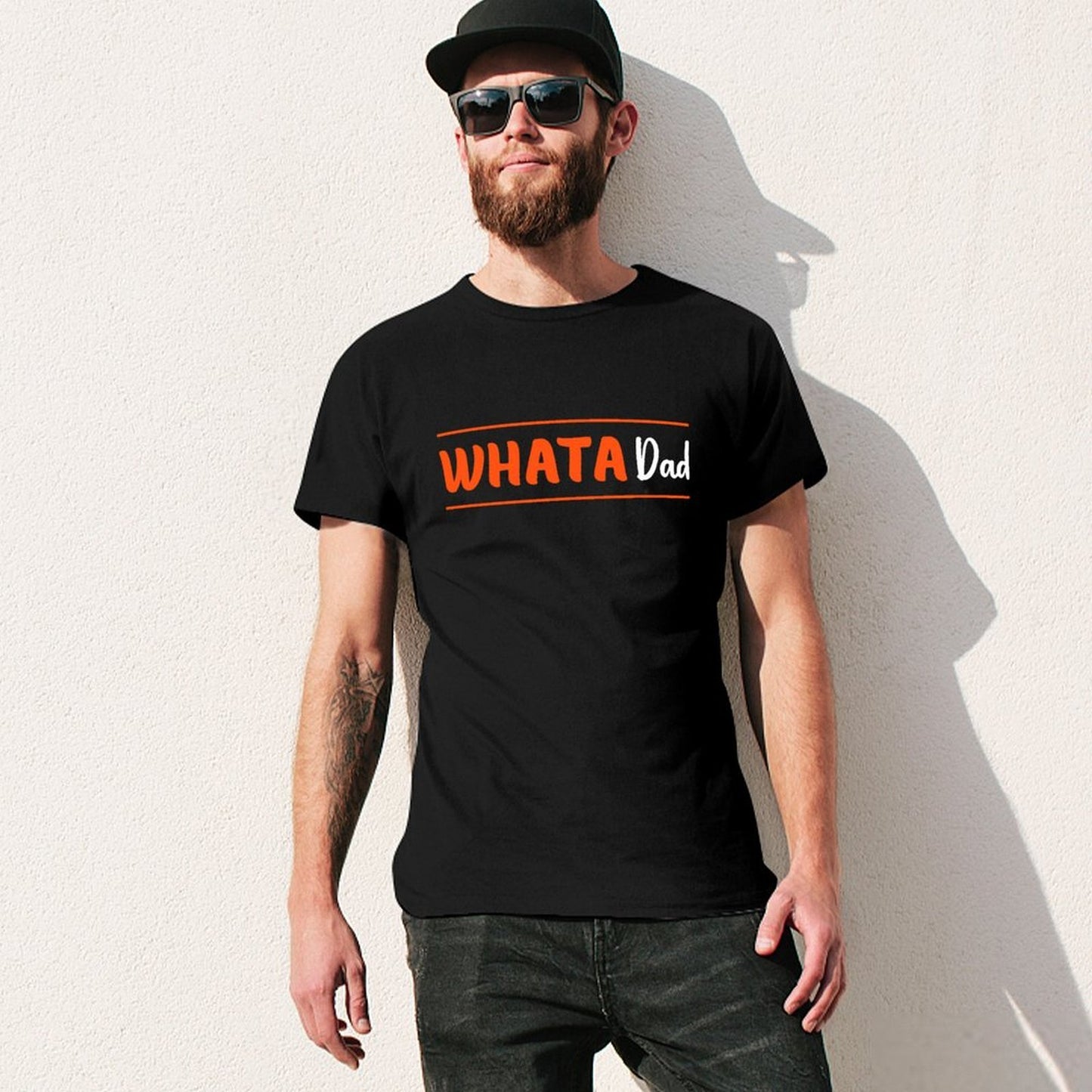 Inkmay Casual Cotton T-shirt Abstract White Shape On Orange Background Unisex T-shirtEco / Sustainable Batch-Printed T-Shirt