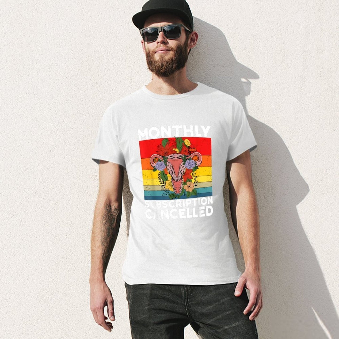 Inkmay Casual Cotton T-shirt Monthly Subscription Cancelled With Floral Design Unisex T-shirtFresh Eco-Conscious T-Shirt