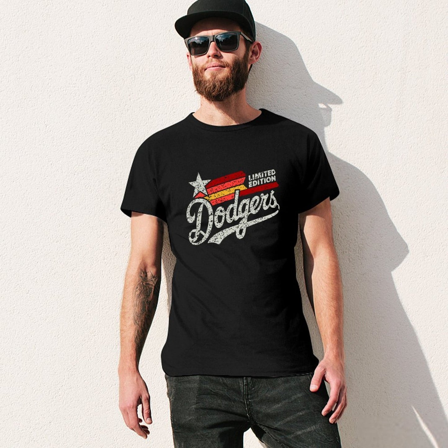 Inkmay Casual Cotton T-shirt Abstract Red And Yellow Design Unisex T-shirtCleanCut Relaxed T-Shirt