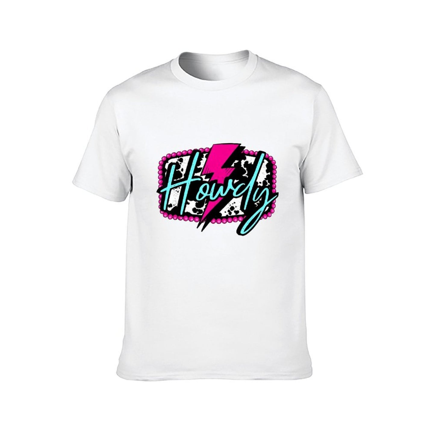 Inkmay Casual Cotton T-shirt Howdy With Pink And Teal Splashes Unisex T-shirtClassic Bold T-Shirt