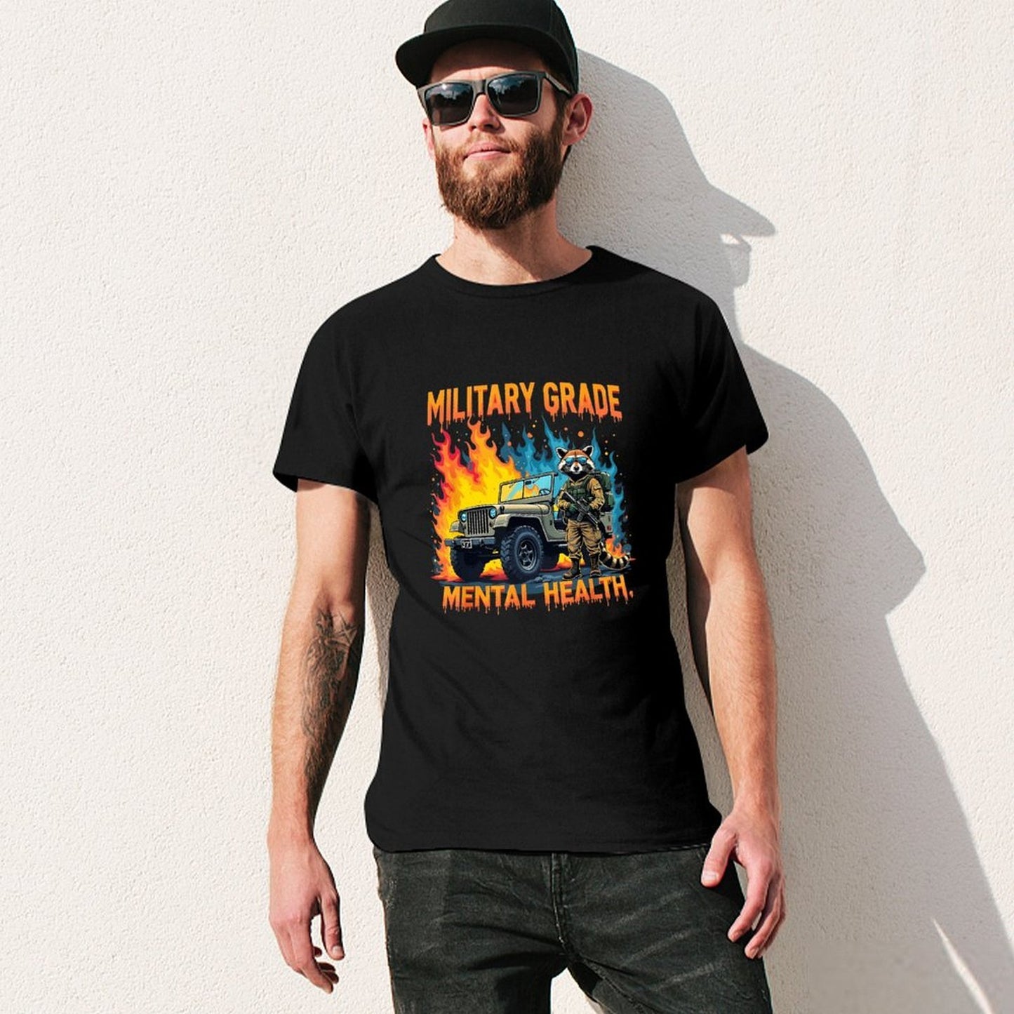 Inkmay Casual Cotton T-shirt Military Grade Mental Health Artwork Design Unisex T-shirtFade-Proof SmoothWear T-Shirt