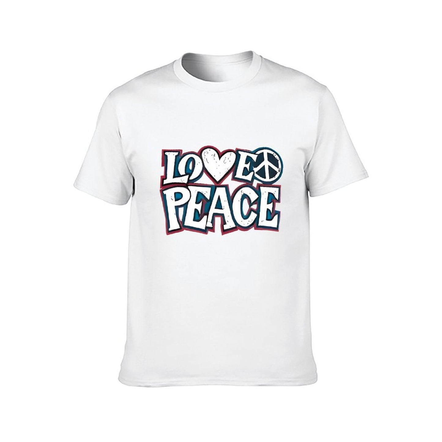 Inkmay Casual Cotton T-shirt Love Peace Pattern Prints With Symbols Unisex T-shirtSimpleFit StreetStyle T-Shirt