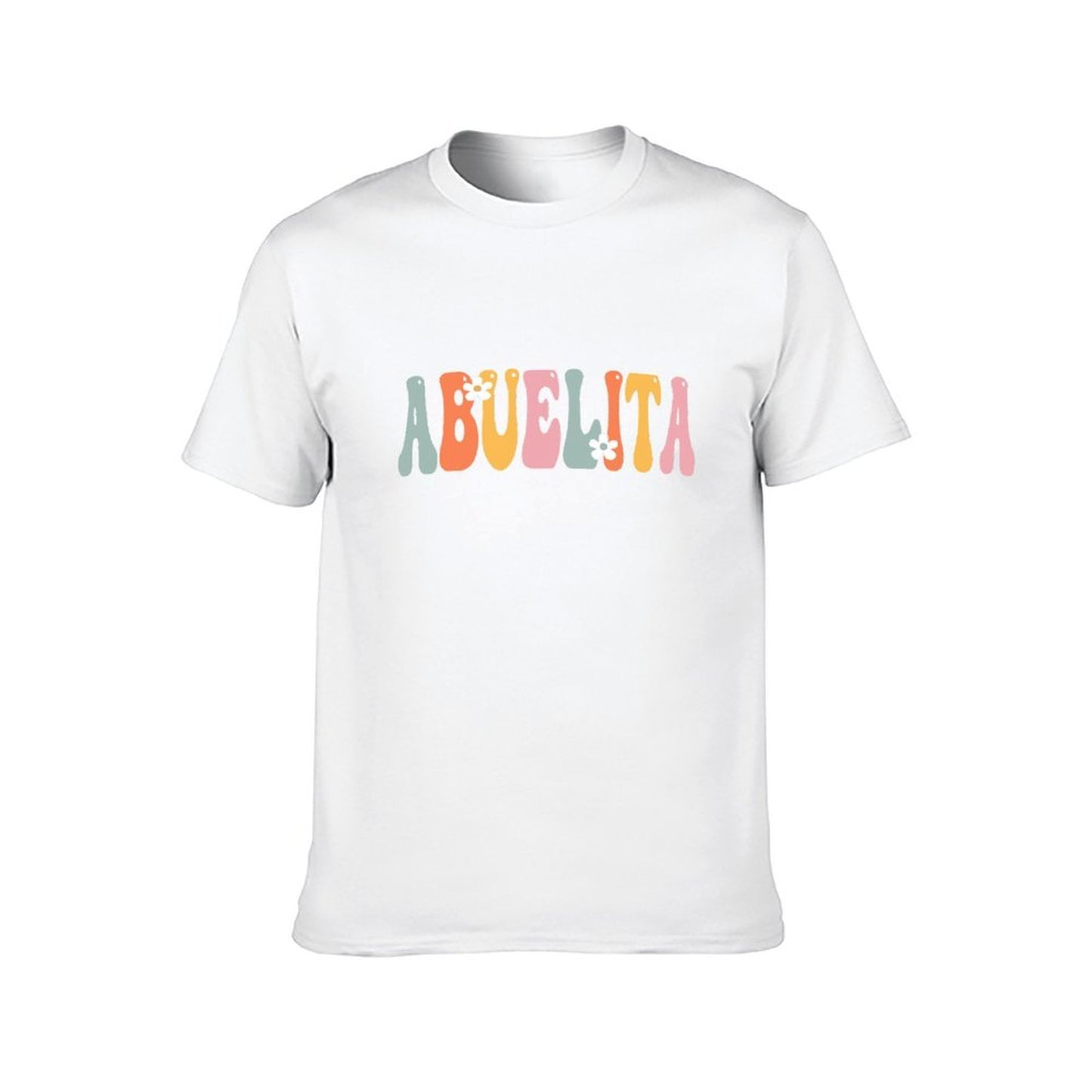 Inkmay Casual Cotton T-shirt Colorful Stripes With White Flowers Design Unisex T-shirtYearRound StreetFit T-Shirt