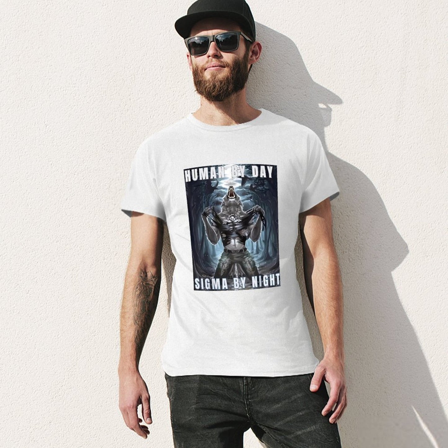 Inkmay Casual Cotton T-shirt Werewolf Transformation Artwork Night Scene Fantasy Unisex T-shirtSoftWear Premium T-Shirt