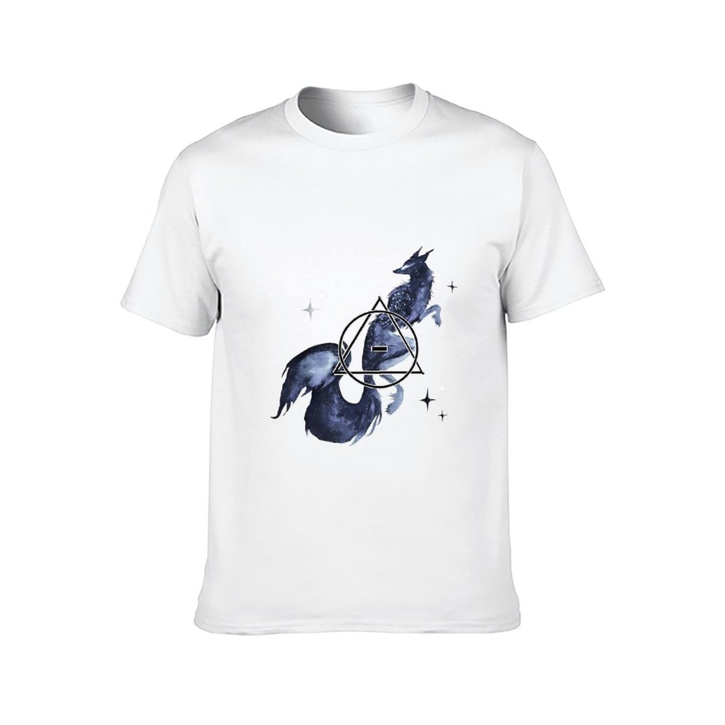 Inkmay Casual Cotton T-shirt Starry Night Creature With Geometric Design Unisex T-shirtAllDay SmoothWear T-Shirt