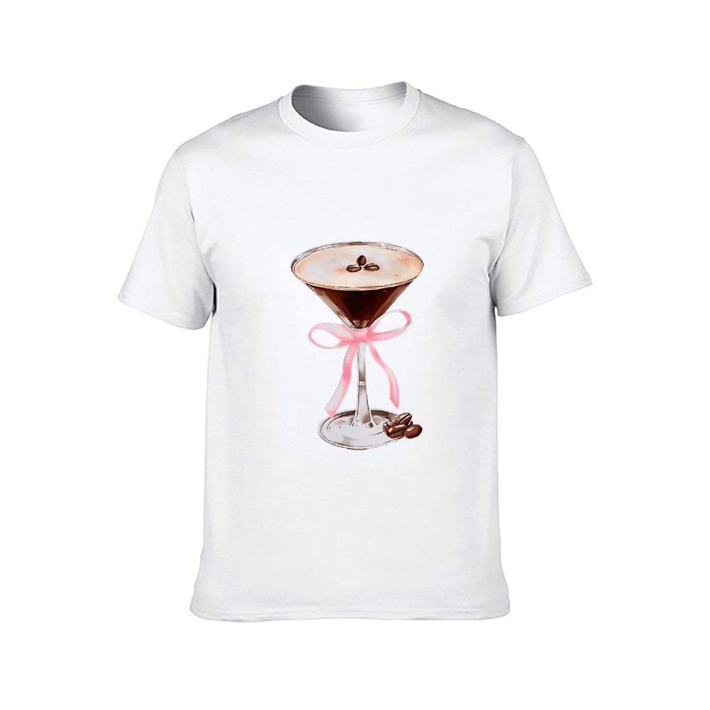 Inkmay Casual Cotton T-shirt Chocolate Martini With Pink Ribbon Unisex T-shirtEasyWear Minimalist T-Shirt