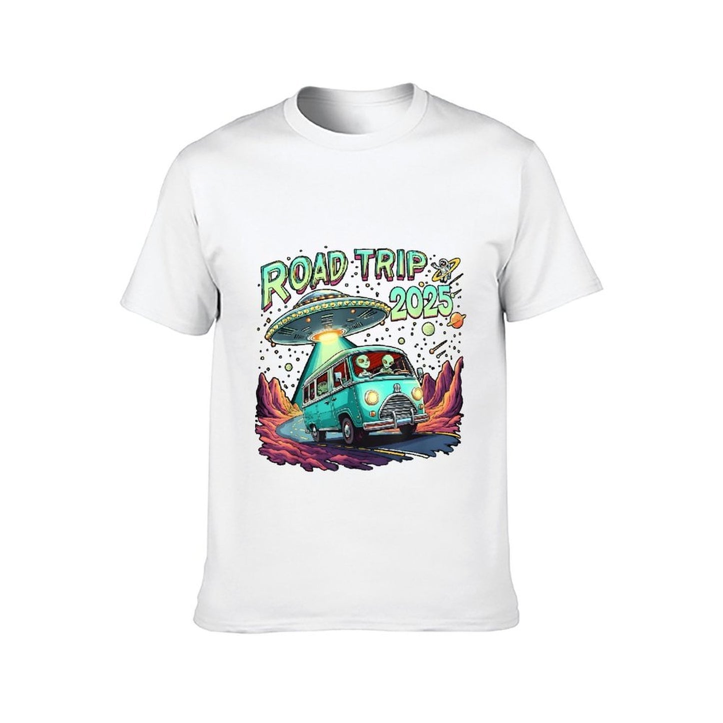 Inkmay Casual Cotton T-shirt Road Trip 2025 Alien Adventure Design Unisex T-shirtEco / Sustainable Recycled T-Shirt