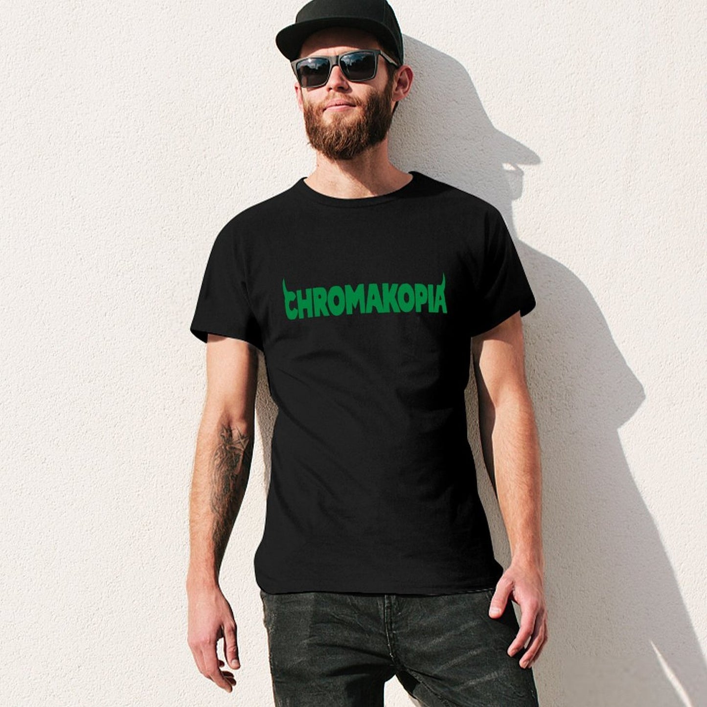 Inkmay Casual Cotton T-shirt Solid Green Background No Pattern Prints Unisex T-shirt