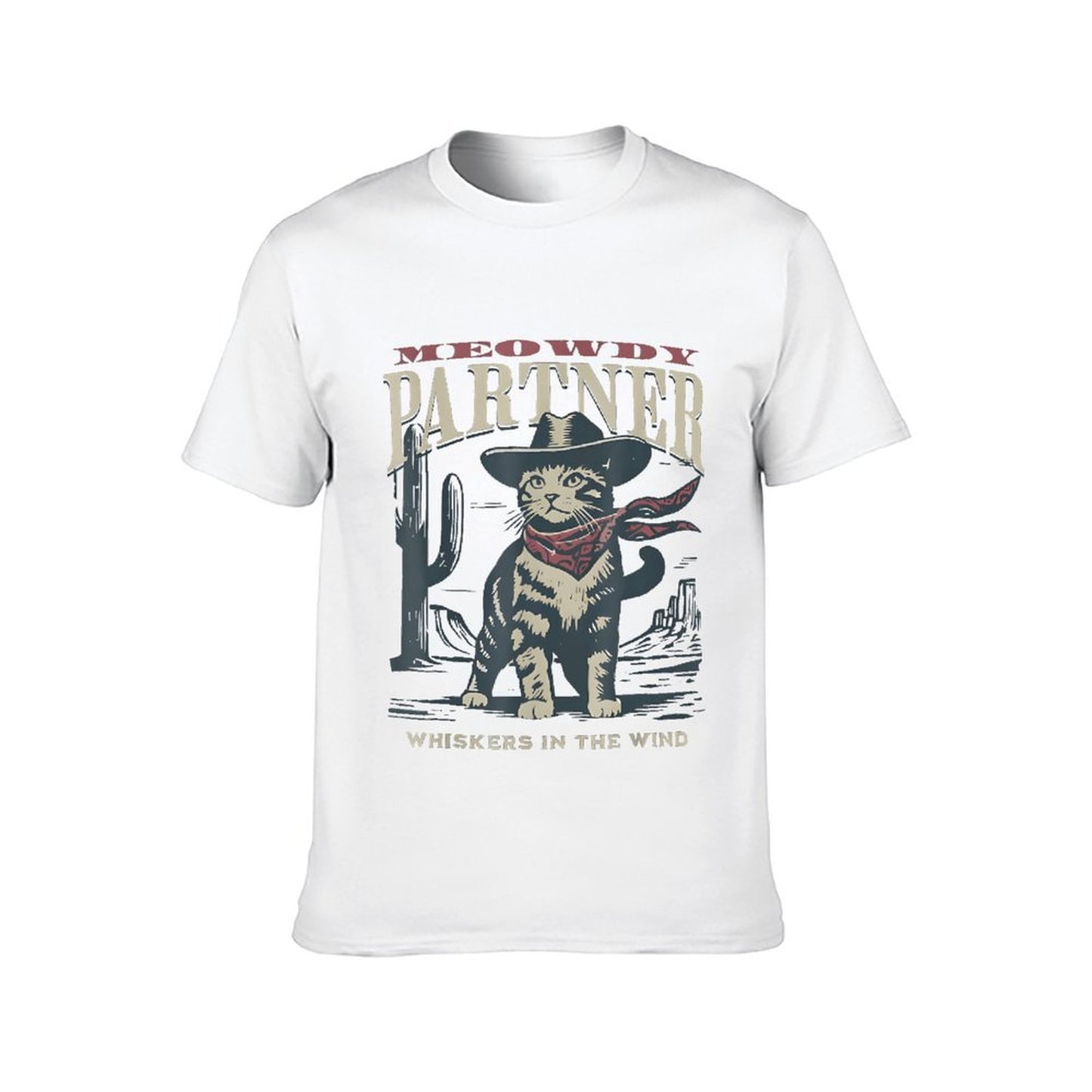 Inkmay Casual Cotton T-shirt Cat Wearing Cowboy Hat And Bandana Unisex T-shirtActive TimelessComfort T-Shirt