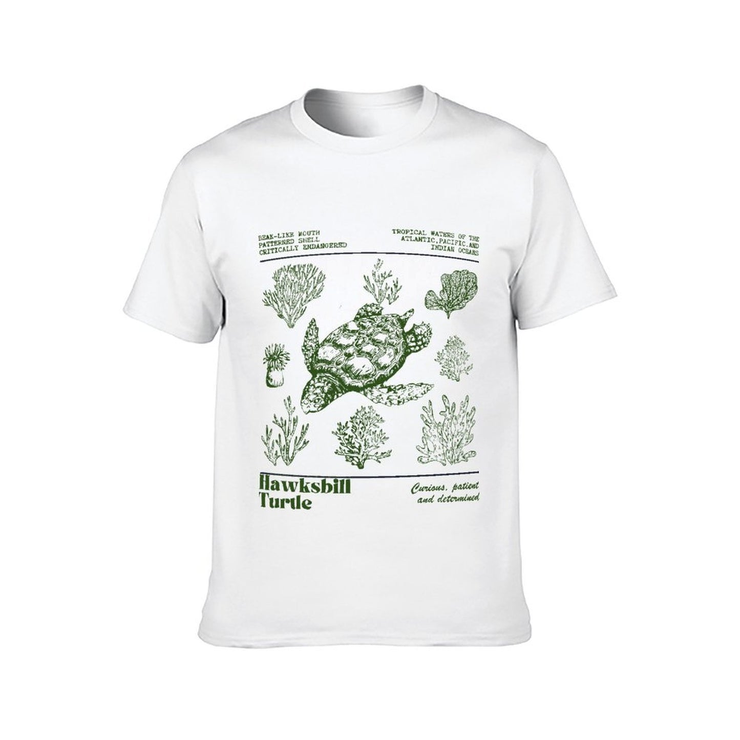 Inkmay Casual Cotton T-shirt Green Background With Abstract Shapes Unisex T-shirtMidweight Sharp T-Shirt
