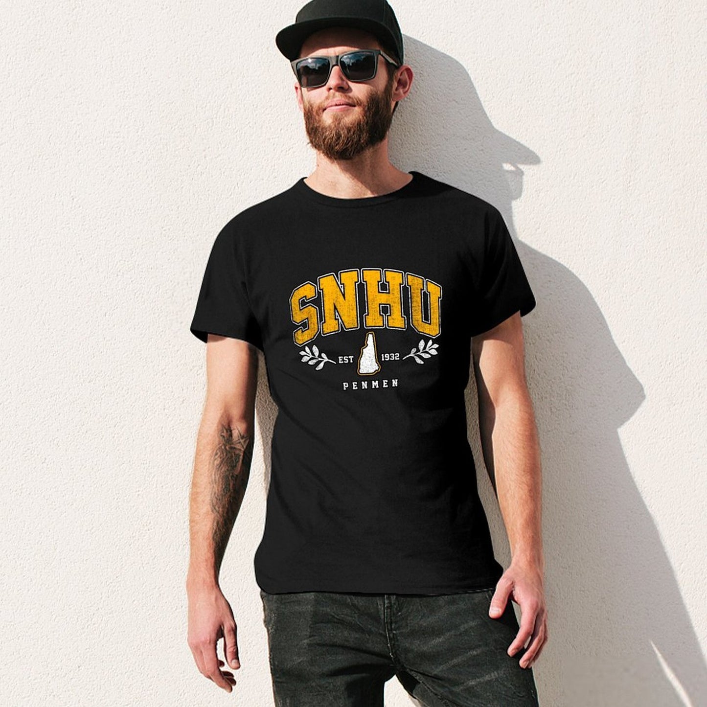 Inkmay Casual Cotton T-shirt Snhu Logo With State Outline Unisex T-shirtWeekend Softstyle T-Shirt