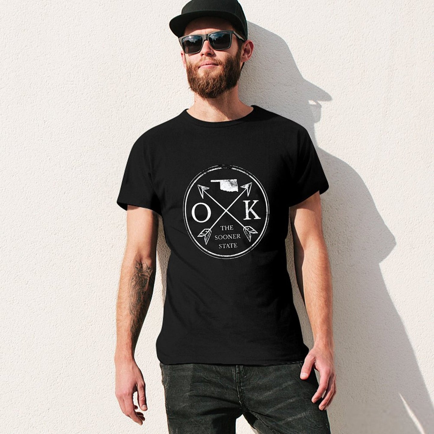 Inkmay Casual Cotton T-shirt Oklahoma Tribal Design With Arrows And Unisex T-shirtSleek Premium T-Shirt
