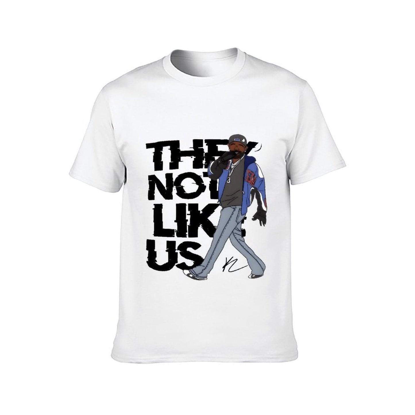 Inkmay Casual Cotton T-shirt Man Wearing Jacket And Jeans Art Unisex T-shirtStreet Simple T-Shirt