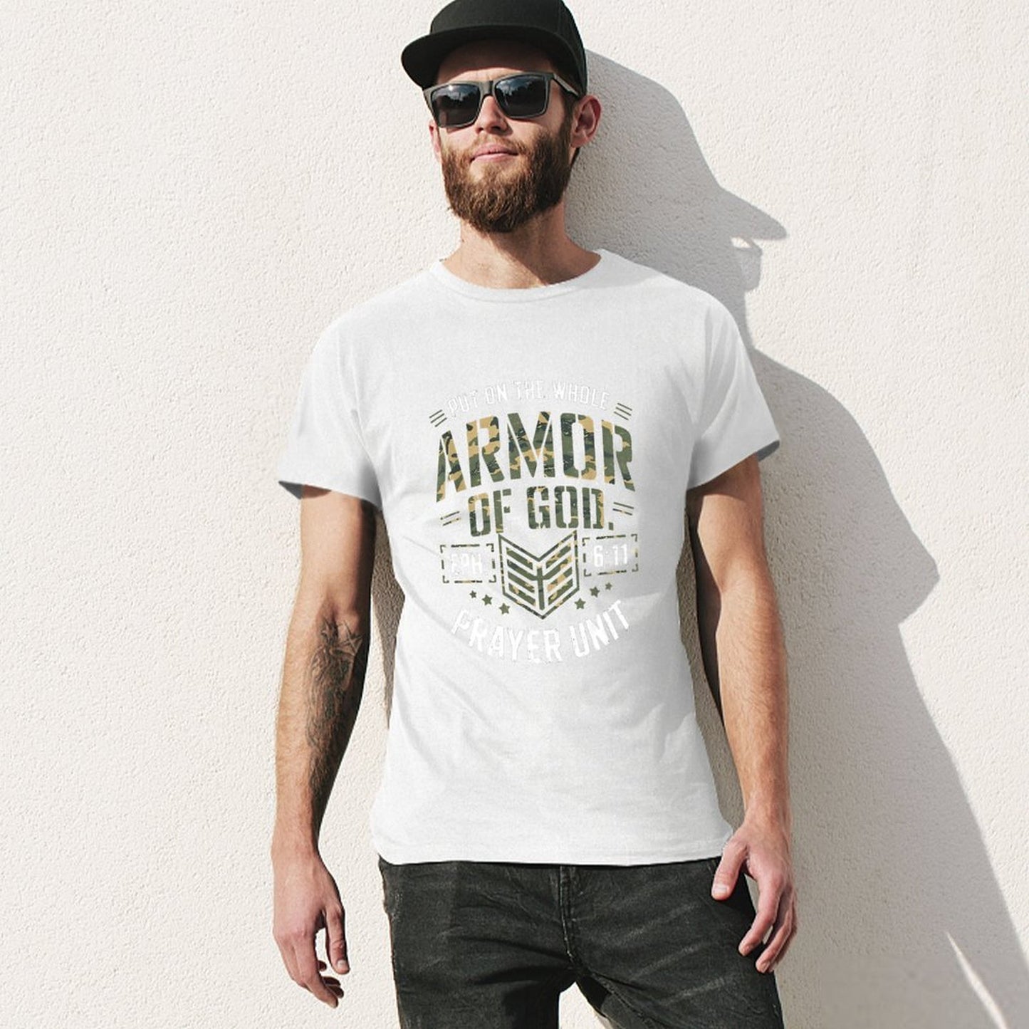 Inkmay Casual Cotton T-shirt Camouflage Print With Text Overlay Unisex T-shirtEverydayFit EverydayComfort T-Shirt