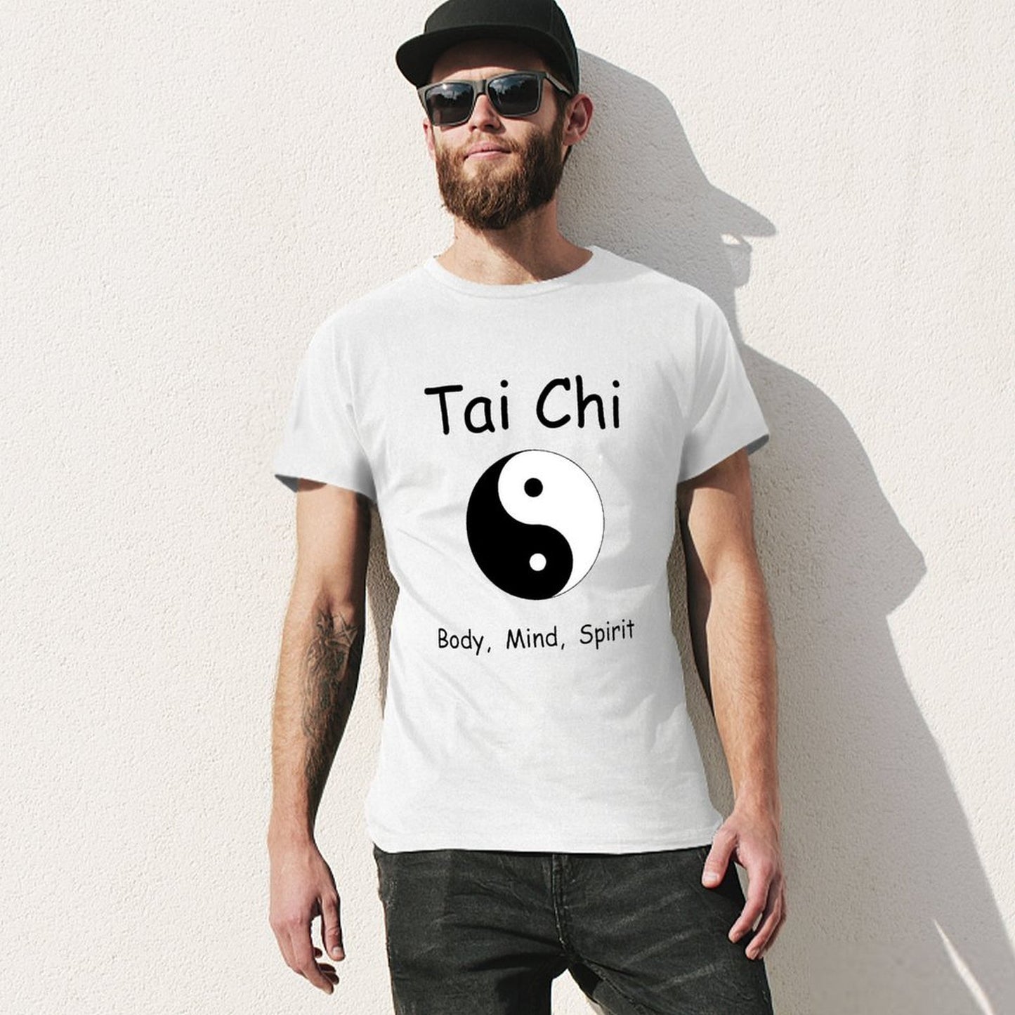 Inkmay Casual Cotton T-shirt Yin And Yang Symbol Black White Unisex T-shirtOutdoor SimpleFit T-Shirt