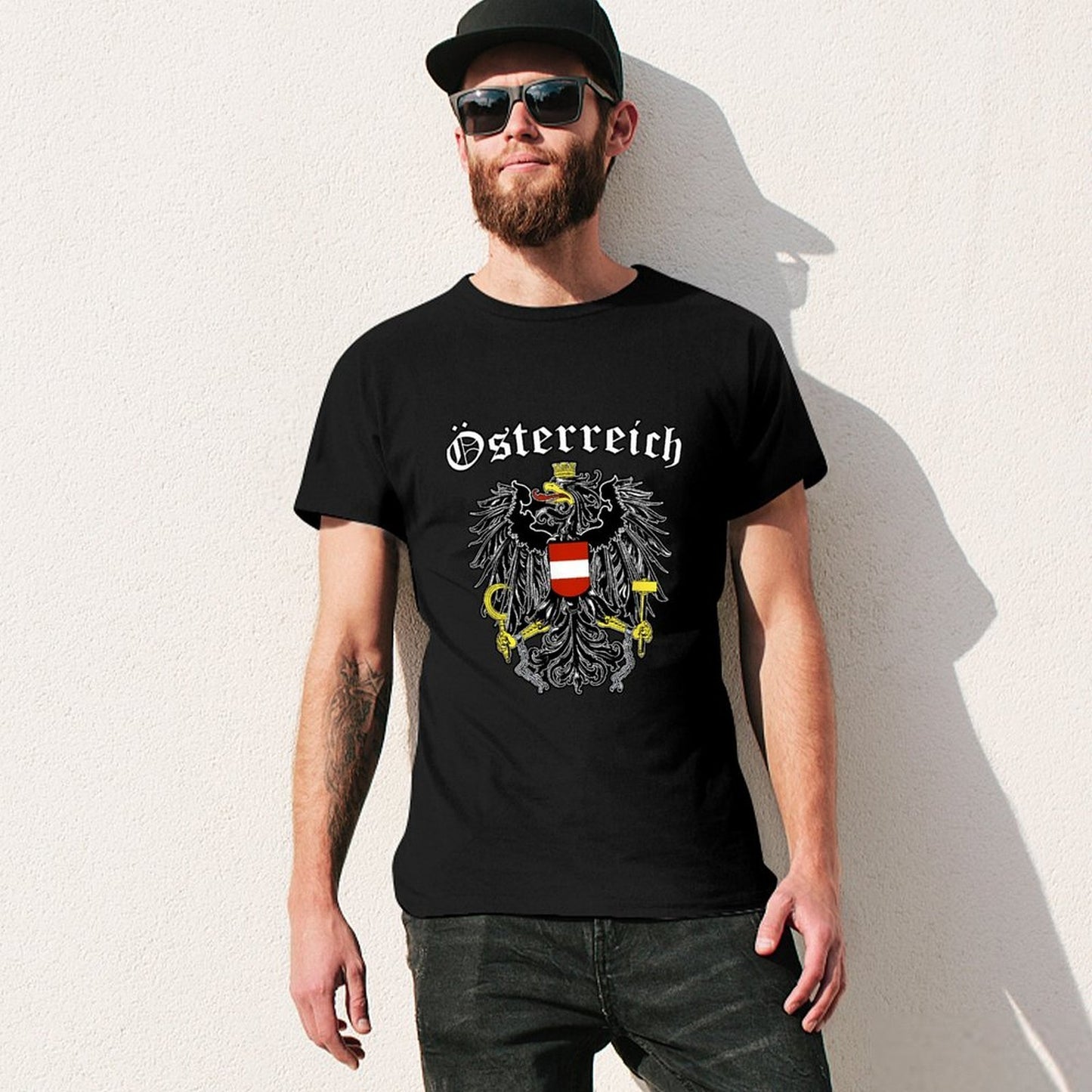 Inkmay Casual Cotton T-shirt Austria Coat Of Arms Pattern Print Unisex T-shirtSharp Softstyle T-Shirt