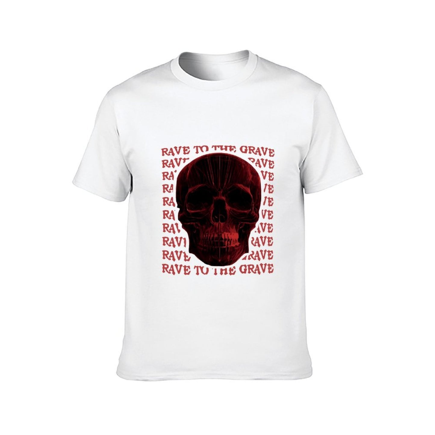 Inkmay Casual Cotton T-shirt Red Skull Pattern Print Art Design Unisex T-shirtSeries ComfortSeries T-Shirt