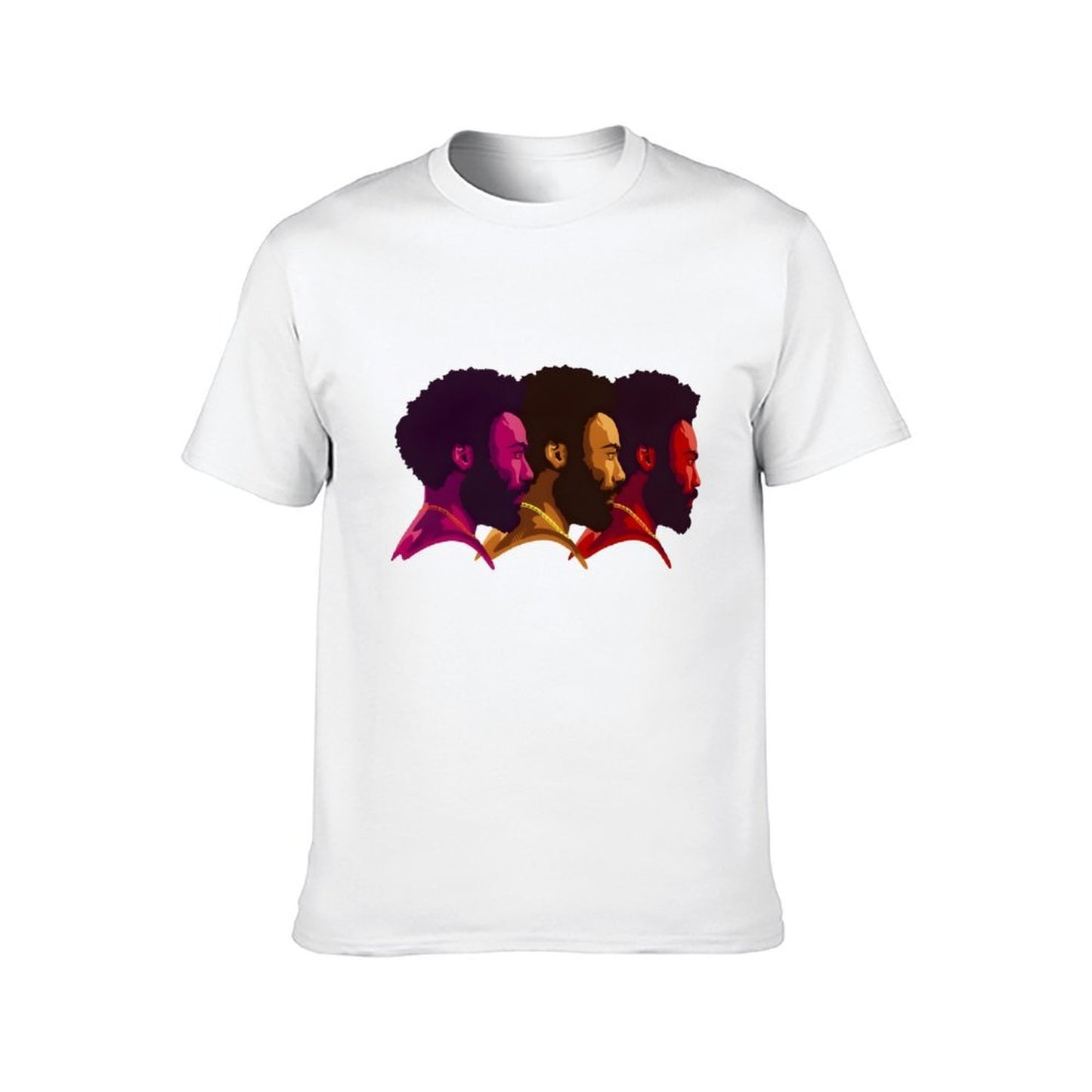 Inkmay Casual Cotton T-shirt Stylized Faces With Bold Colors Art Unisex T-shirtEasyWear Minimalist T-Shirt