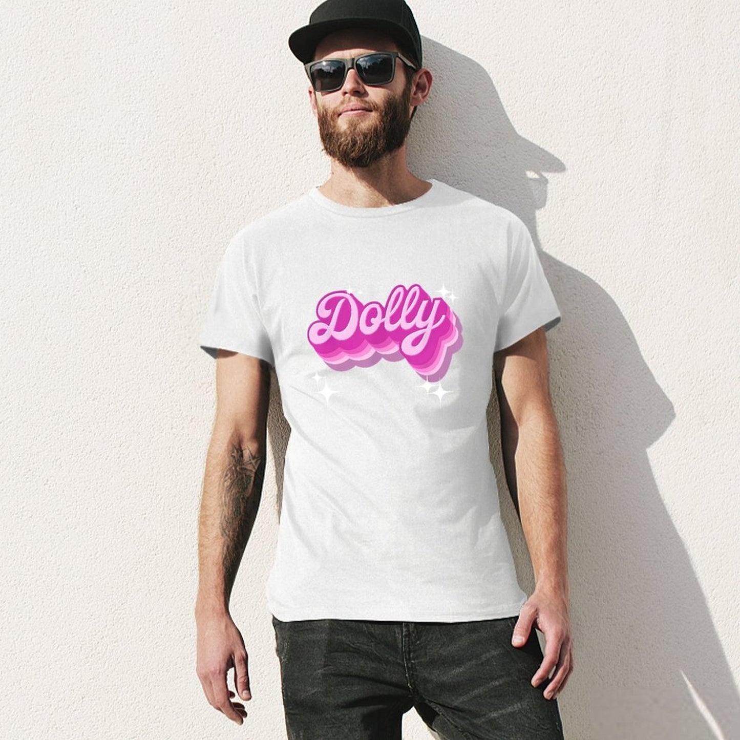 Inkmay Casual Cotton T-shirt Dolly Pink Script With Shadow Effects Unisex T-shirtEverydayComfort TrueComfort T-Shirt