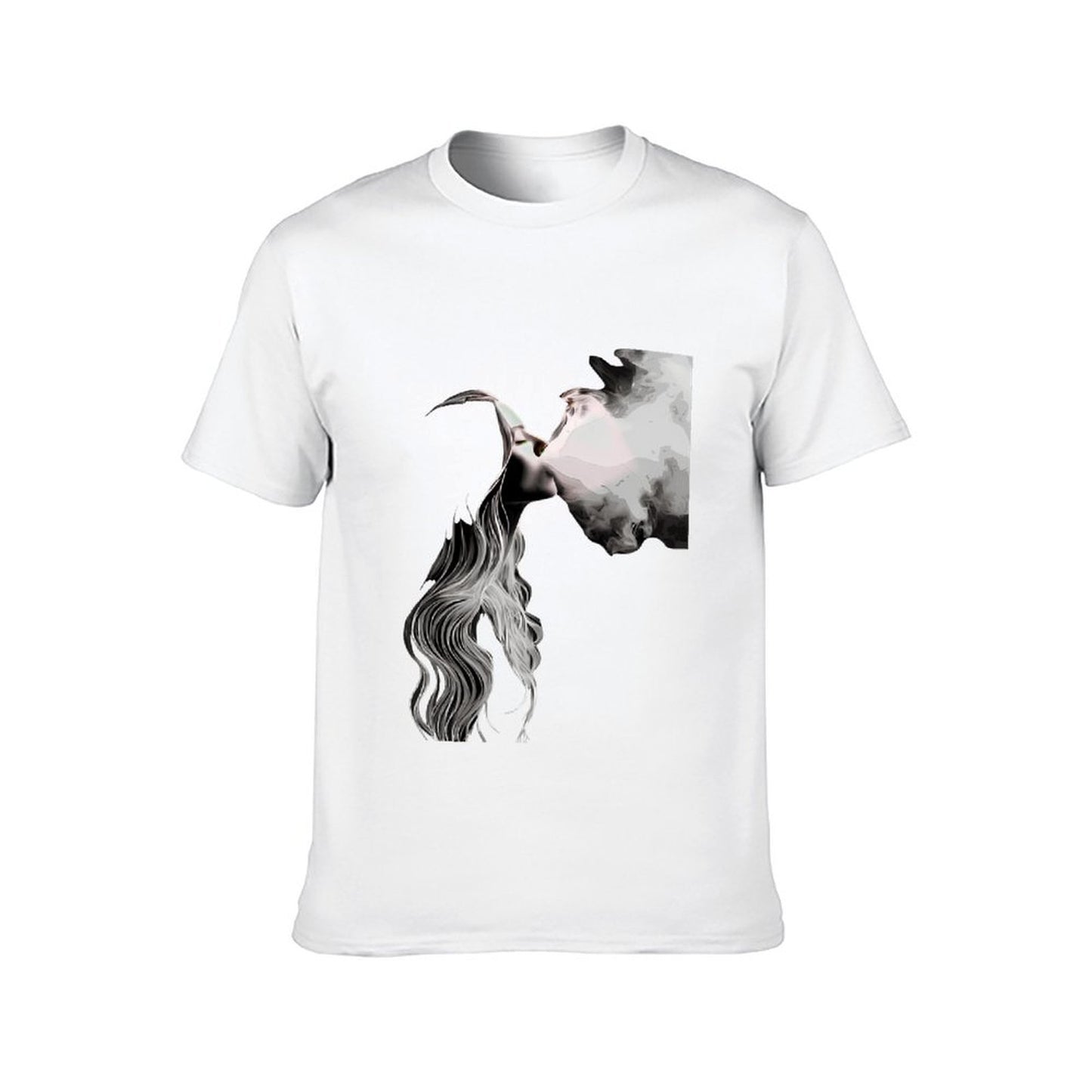 Inkmay Casual Cotton T-shirt Abstract Woman With Smoke Surrounding Her Unisex T-shirtShrink-Resistant Edition T-Shirt