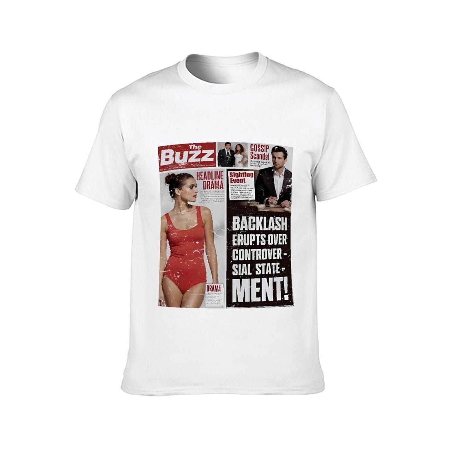 Inkmay Casual Cotton T-shirt Magazine Cover Features Bold Headlines Unisex T-shirtStrong Daily T-Shirt