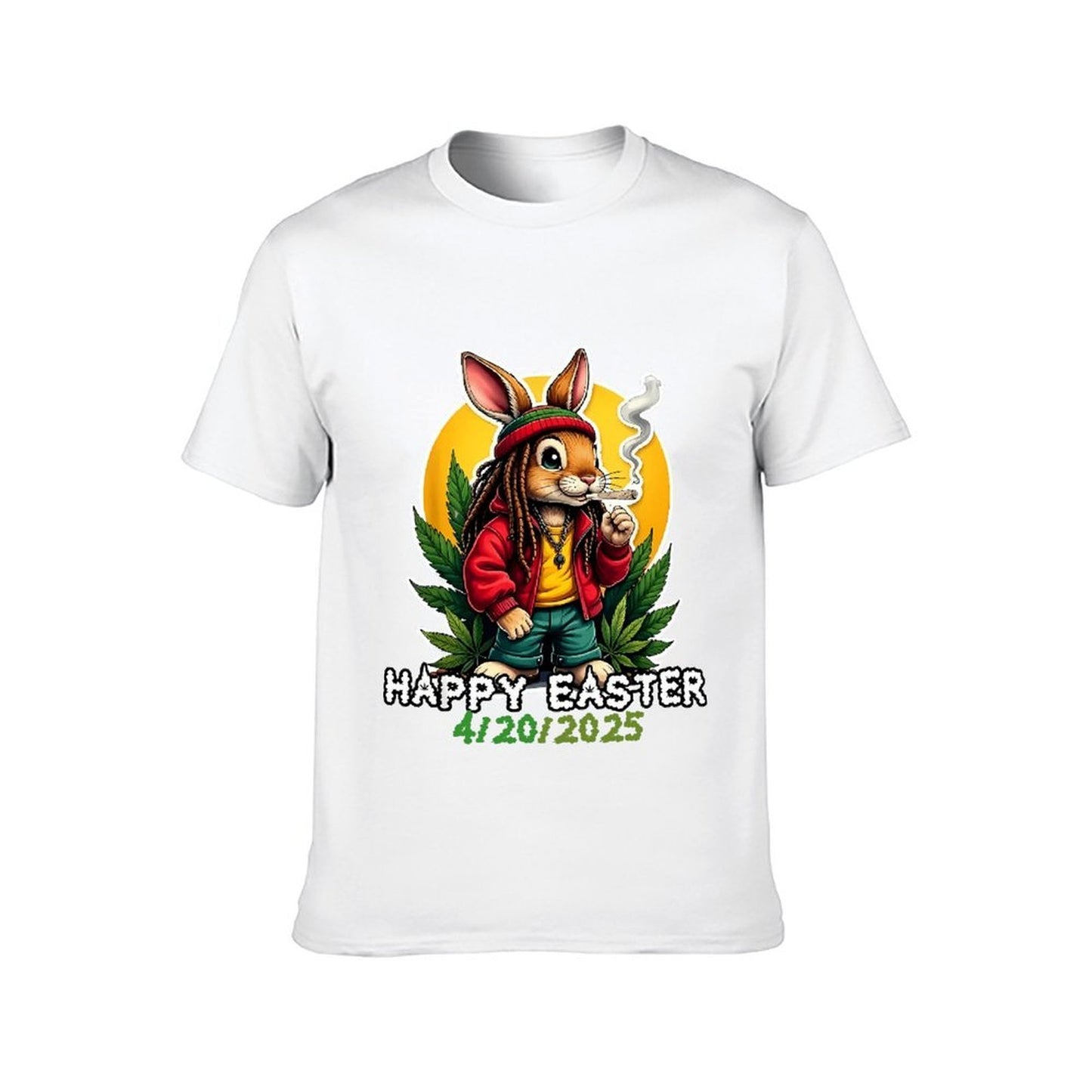 Inkmay Casual Cotton T-shirt Happy Easter Bunny Smoking Weed Art Unisex T-shirtClassicFit Active T-Shirt