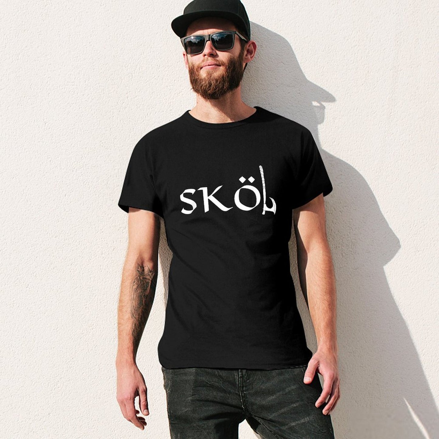 Inkmay Casual Cotton T-shirt Sköl Logo Features Unique Lettering Design Unisex T-shirtRegularFit SoftWear T-Shirt
