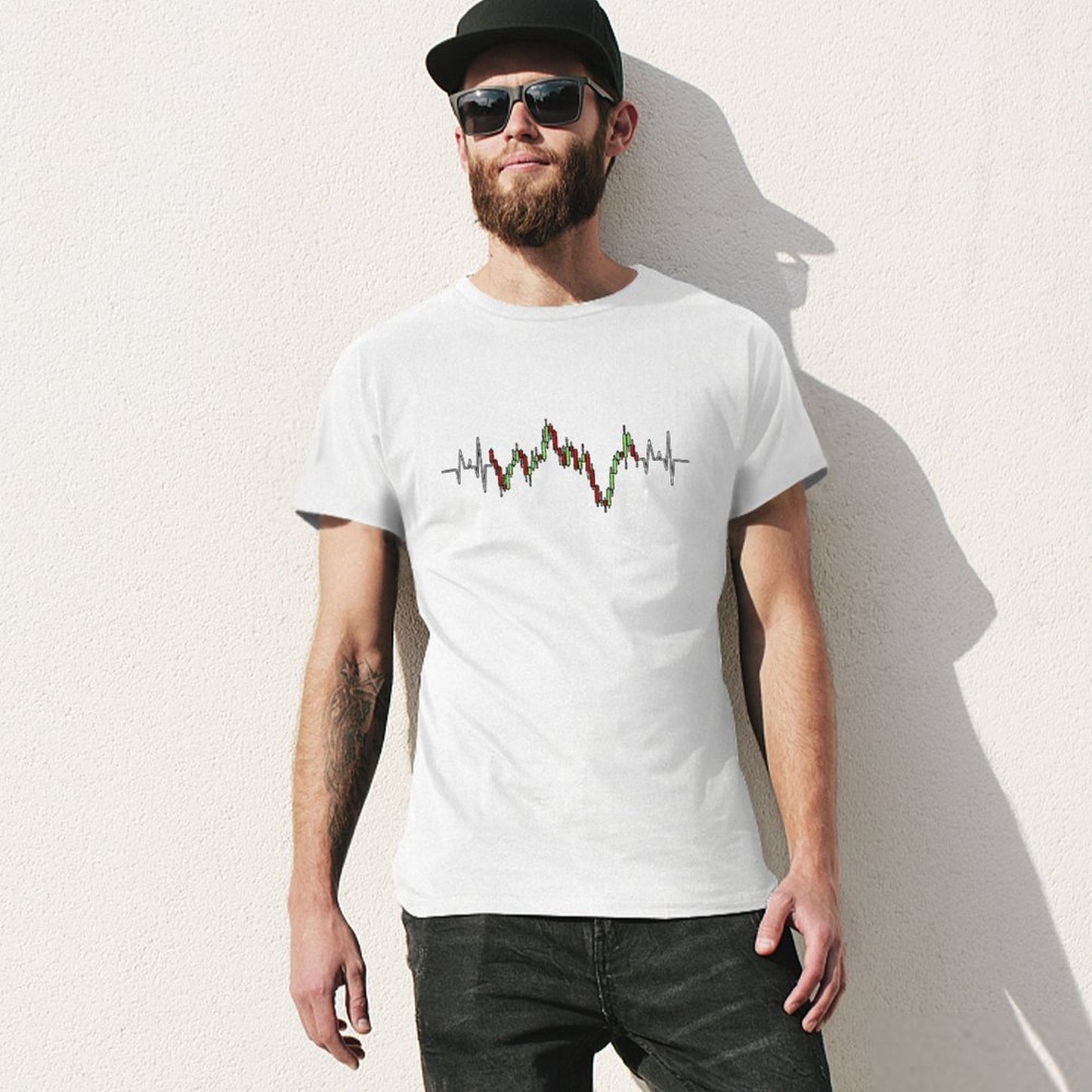 Inkmay Casual Cotton T-shirt Candlestick Chart With Volatility Spikes Unisex T-shirtActiveWear Heat-Transfer T-Shirt