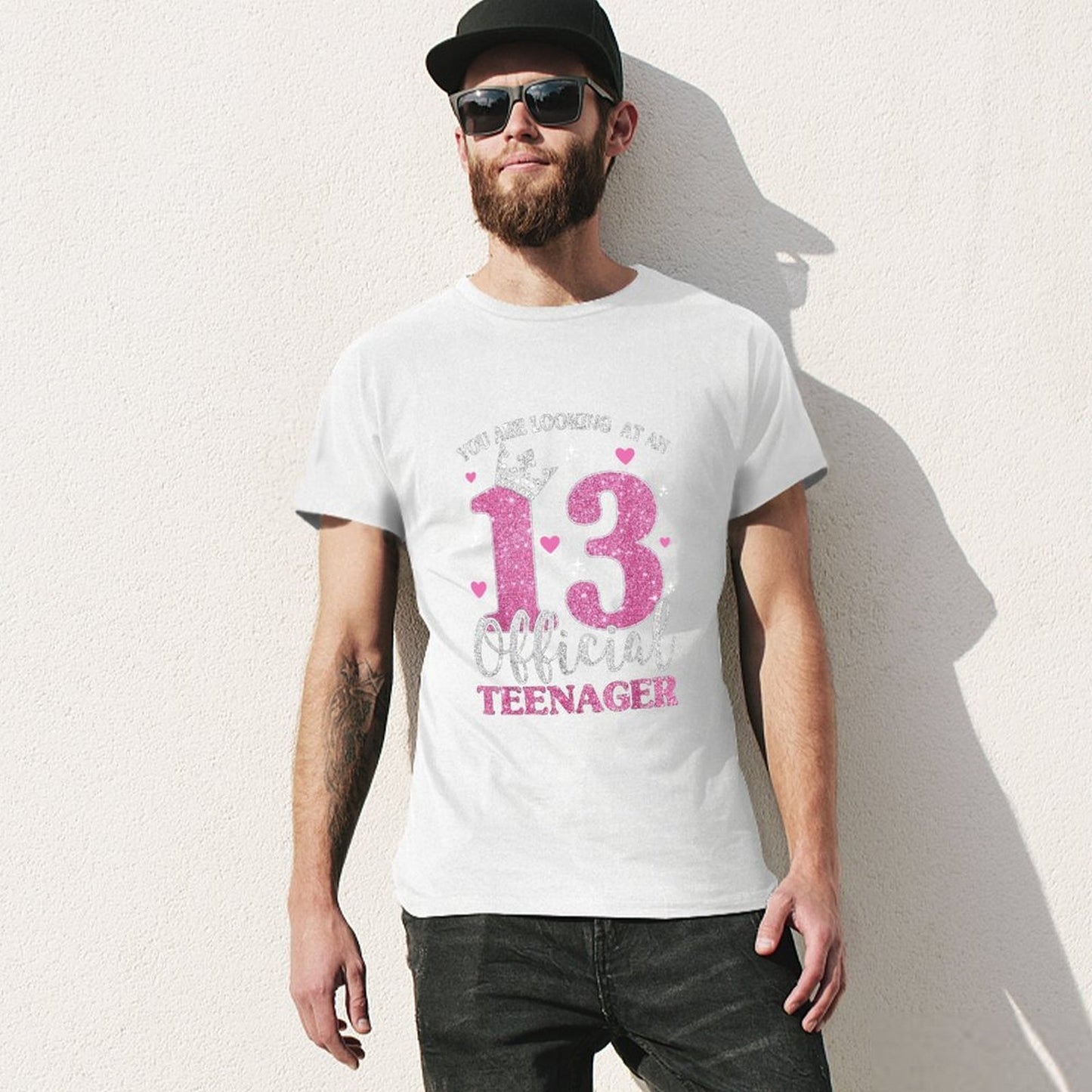 Inkmay Casual Cotton T-shirt Official Teenager Pink Glitter Crown Design Unisex T-shirtOn-Demand Timeless T-Shirt
