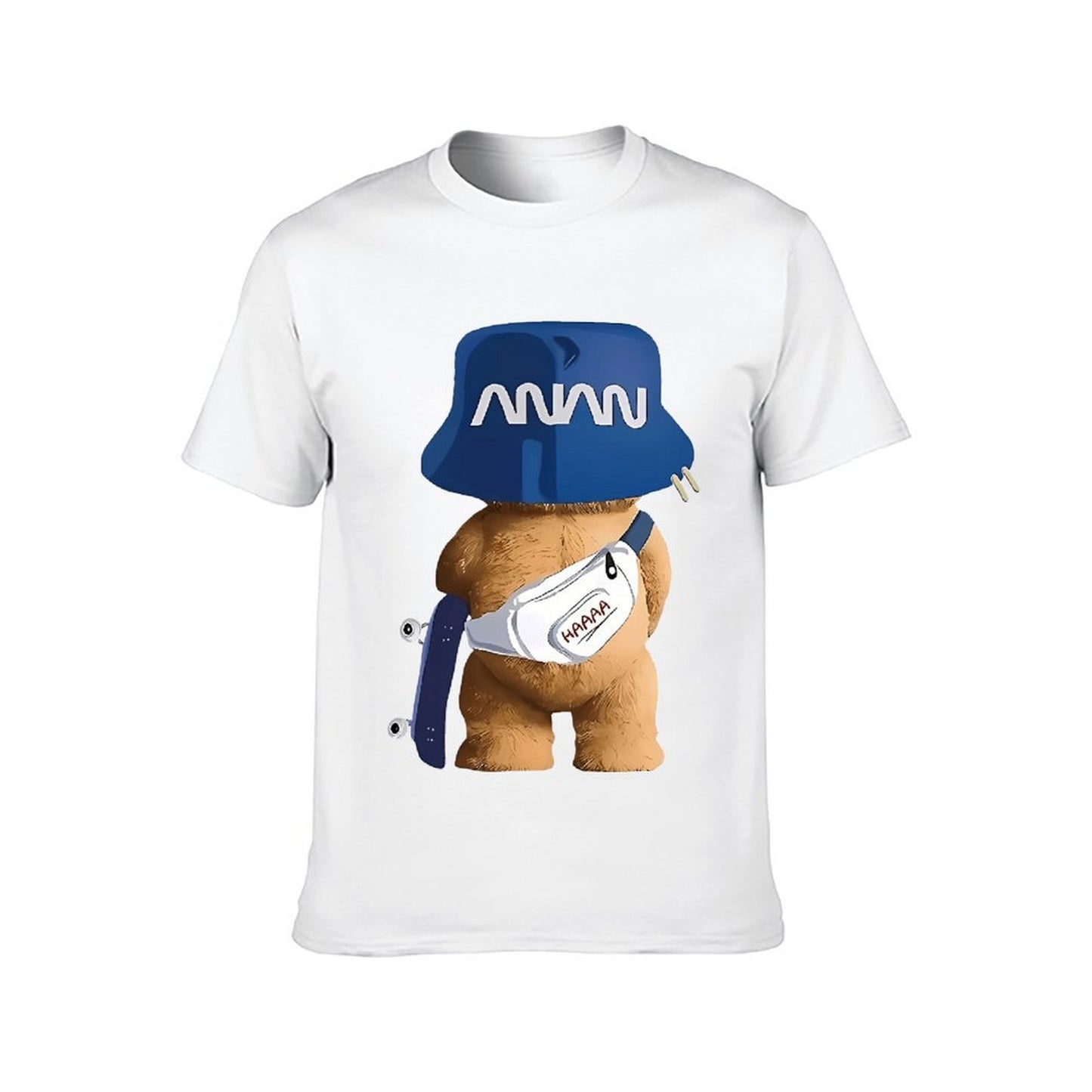 Inkmay Casual Cotton T-shirt Funny Bear Wearing Blue Hat Unisex T-shirtBasicSeries TimelessStyle T-Shirt