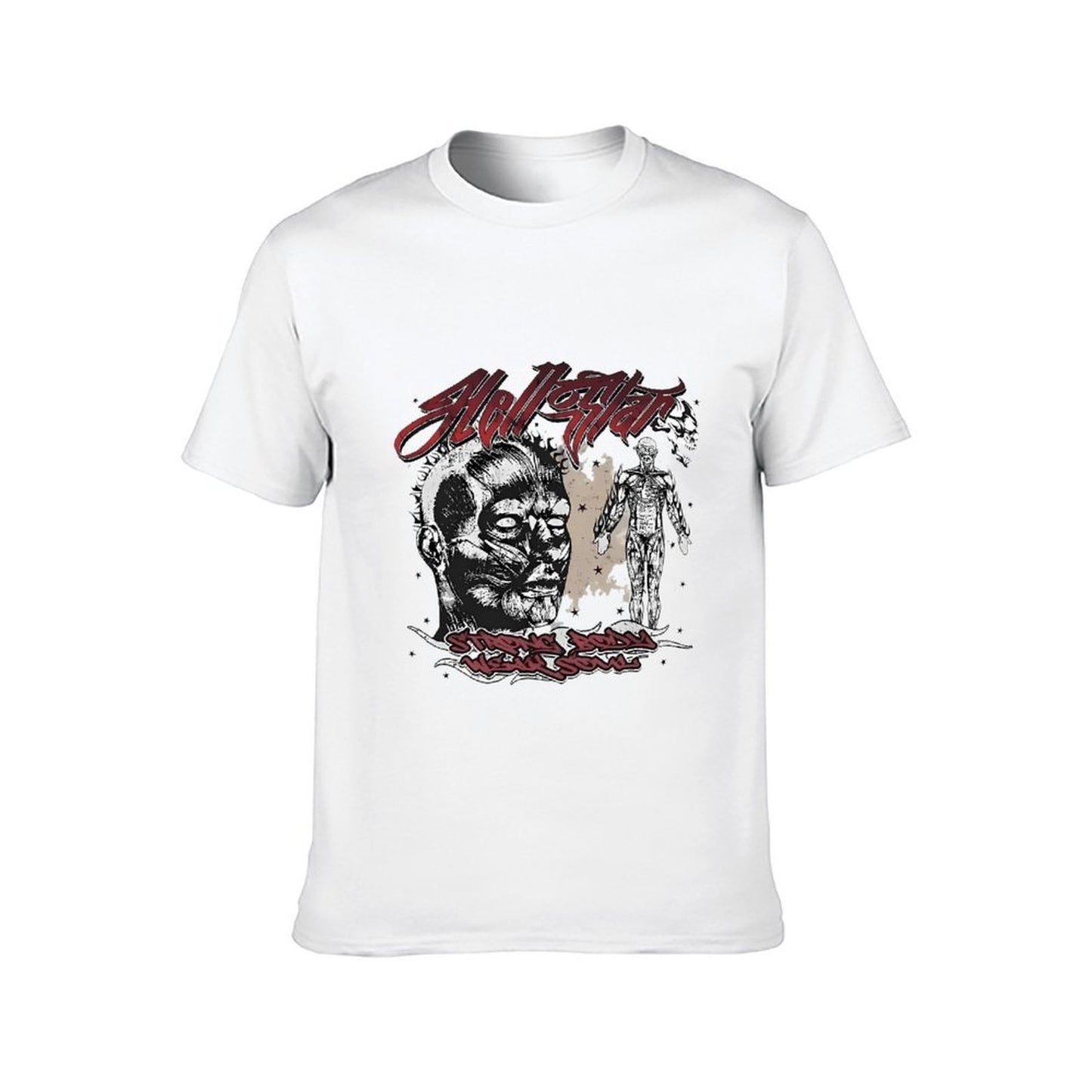 Inkmay Casual Cotton T-shirt Anatomical Artwork With Skull And Muscles Unisex T-shirt