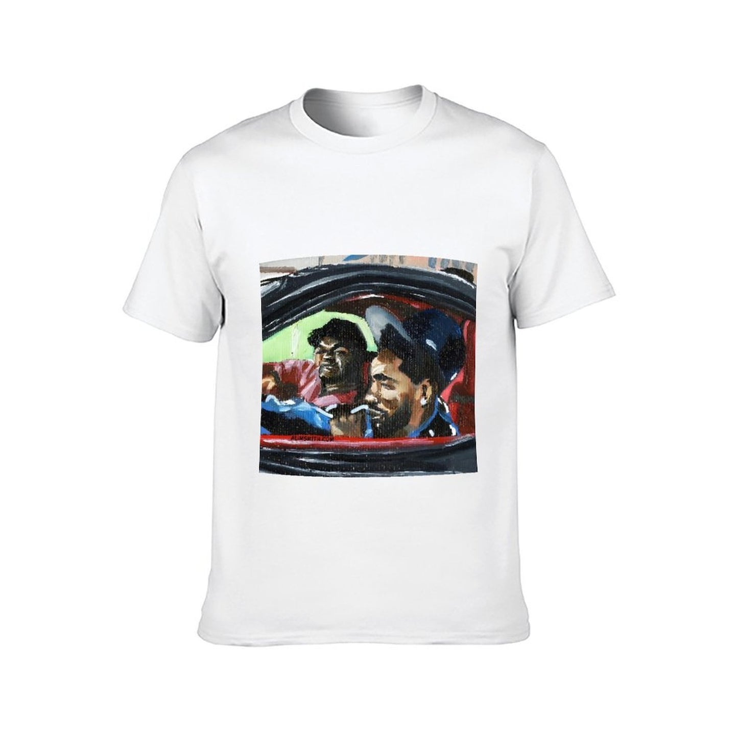 Inkmay Casual Cotton T-shirt Cartoon Puppet Holding Gun And Star Unisex T-shirt