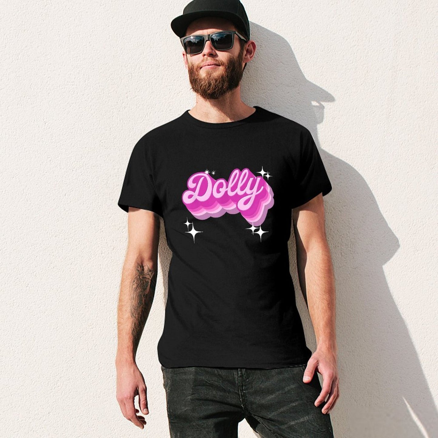 Inkmay Casual Cotton T-shirt Dolly Pink Script With Shadow Effects Unisex T-shirtEverydayComfort TrueComfort T-Shirt