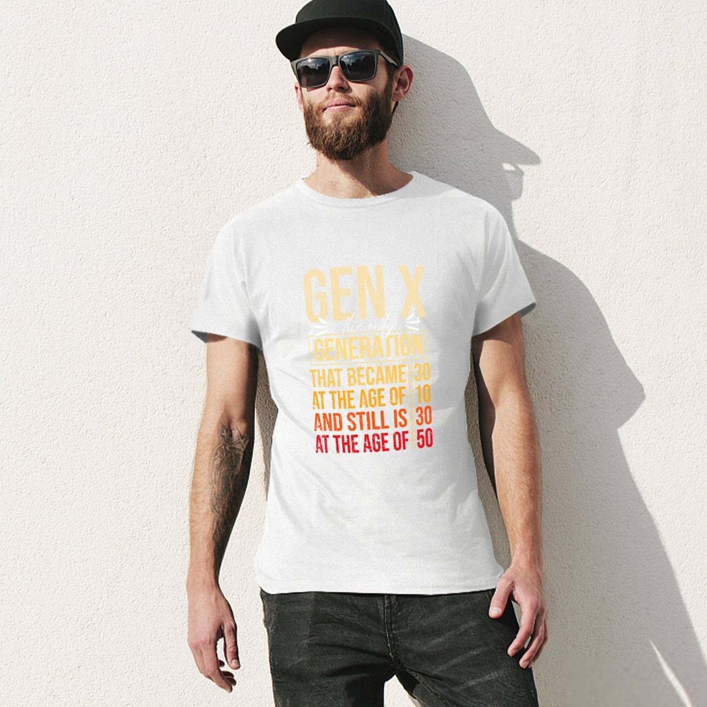 Inkmay Casual Cotton T-shirt Abstract Landscape With Warm Colors Palette Unisex T-shirtMade-to-Order EverydaySeries T-Shirt