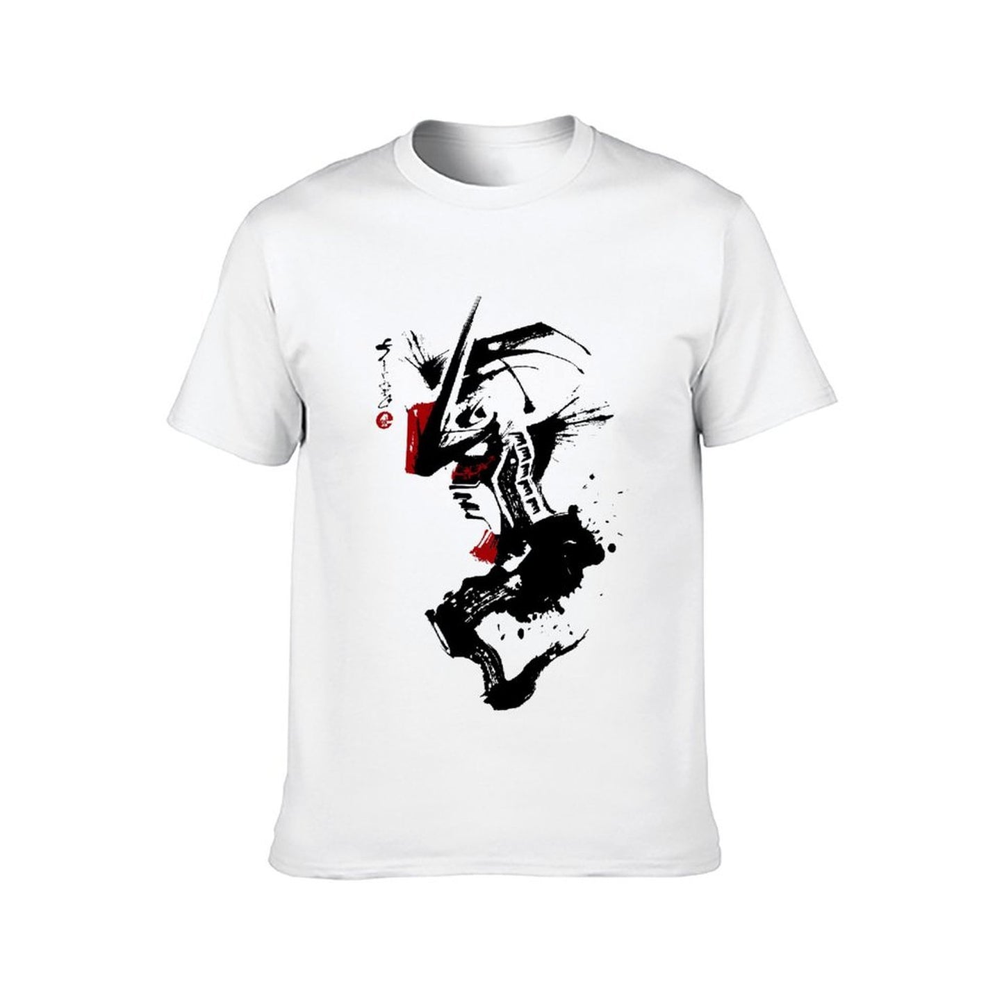 Inkmay Casual Cotton T-shirt Abstract Red And Black Design Unisex T-shirtRetro Printed T-Shirt