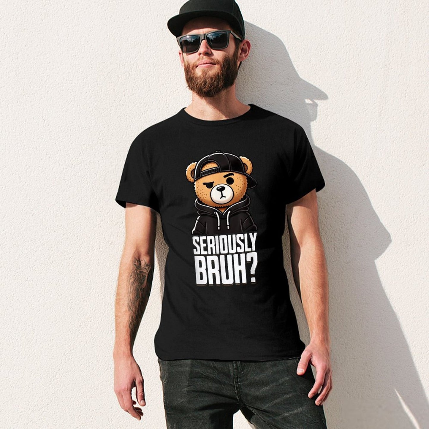 Inkmay Casual Cotton T-shirt Seriously Bruh Teddy Bear Wearing Clothes Unisex T-shirtClassicFit Original T-Shirt