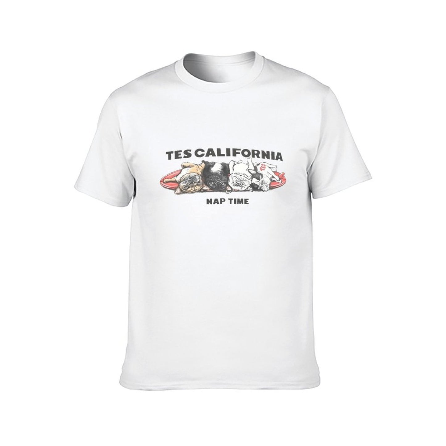 Inkmay Casual Cotton T-shirt Sleeping Dogs On Surfboard Design Art Unisex T-shirtStrong Sport T-Shirt