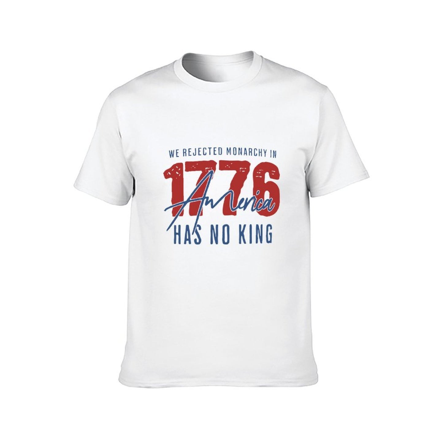 Inkmay Casual Cotton T-shirt America Flag Pattern With Blue Red Unisex T-shirtSoft-Touch Colorfast T-Shirt