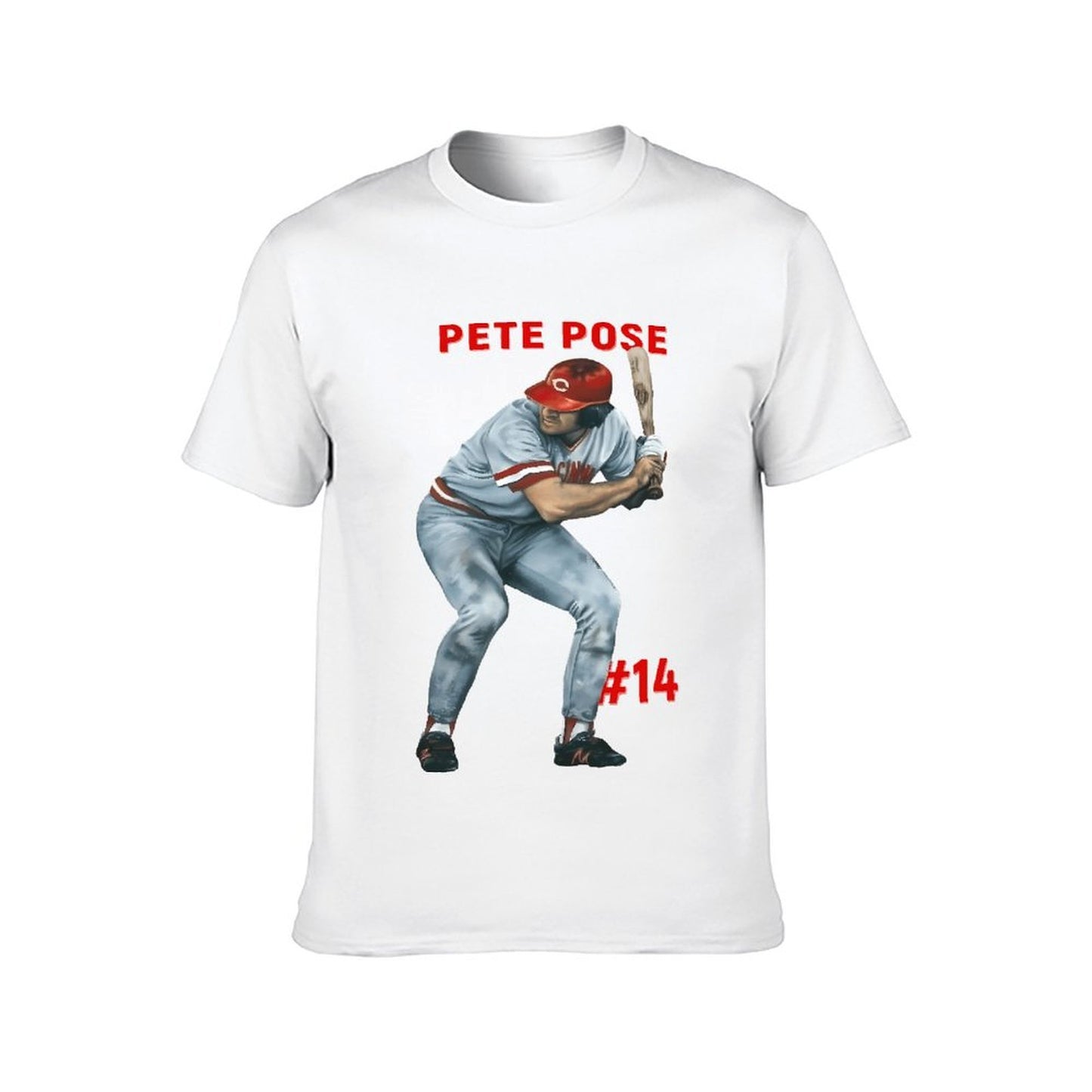 Inkmay Casual Cotton T-shirt Baseball Player In Gray Uniform Holding Unisex T-shirtIndoor Relaxed Fit T-Shirt