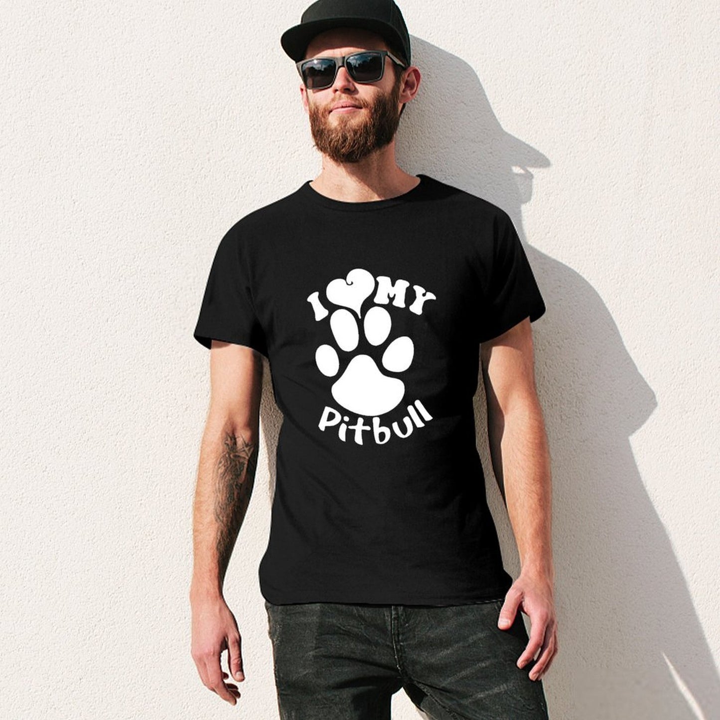 Inkmay Casual Cotton T-shirt Paw Print With I Love My Unisex T-shirtAllDay AllSeason T-Shirt