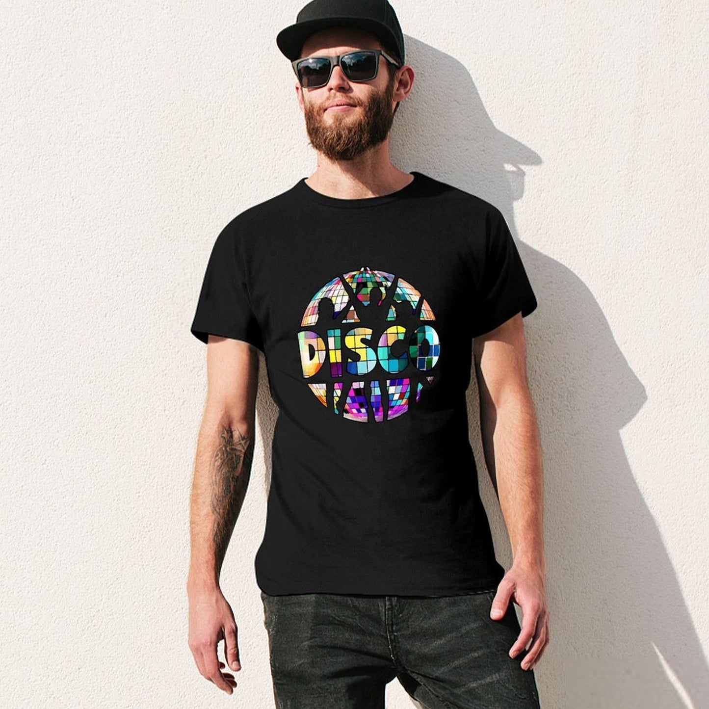 Inkmay Casual Cotton T-shirt Colorful Disco Ball Pattern Print Design Unisex T-shirt