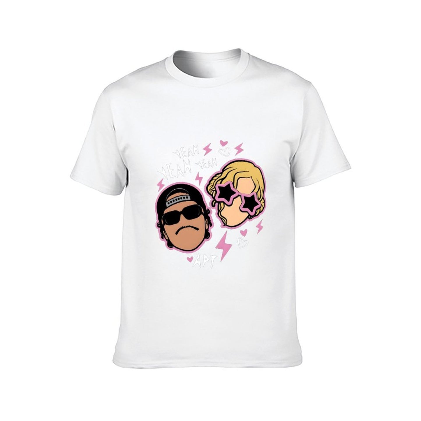 Inkmay Casual Cotton T-shirt Cartoon Characters With Pink Outlines And Unisex T-shirtActive Simple T-Shirt