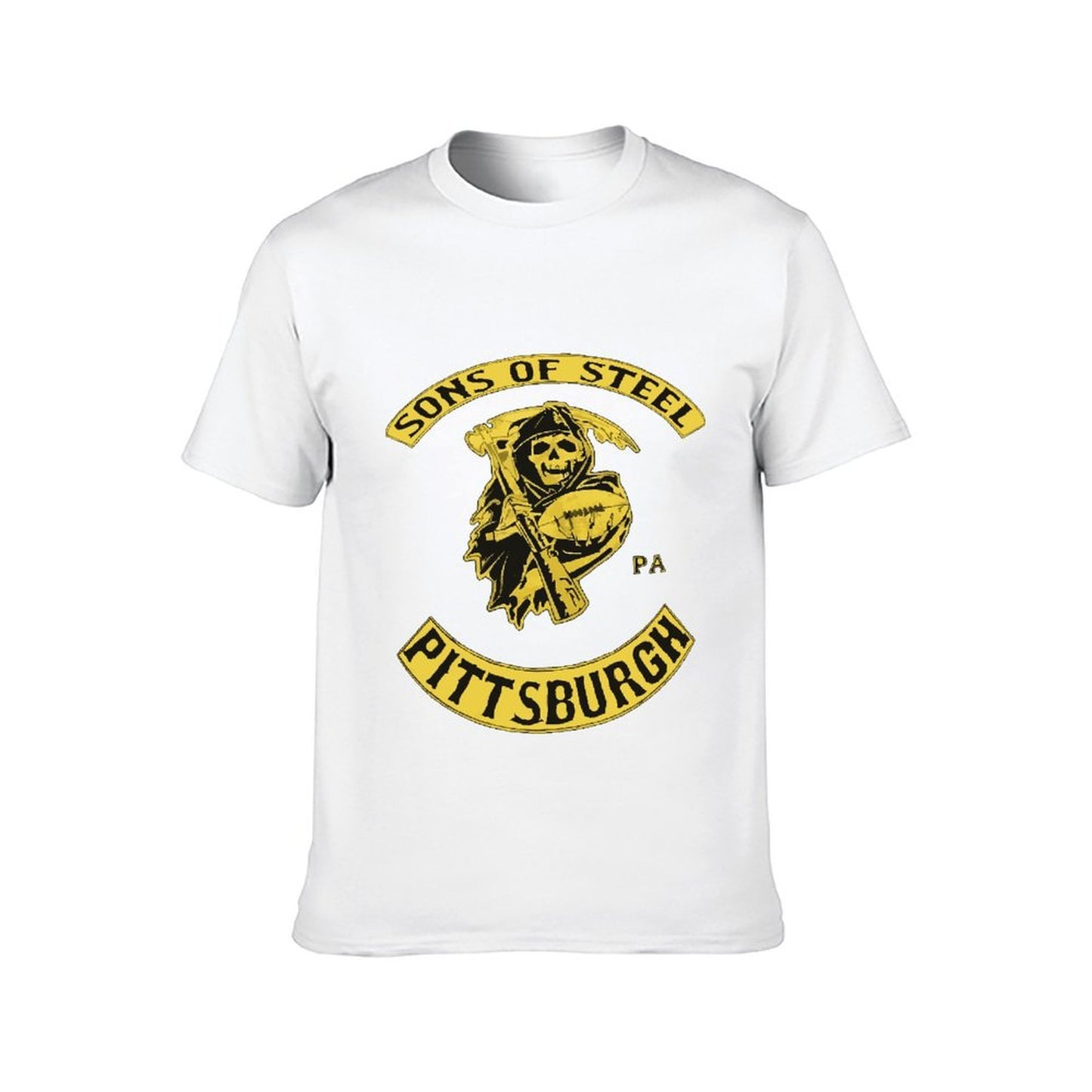 Inkmay Casual Cotton T-shirt Pittsburgh Sons Of Steel Football Design Unisex T-shirtClean Edges SoftFeel T-Shirt