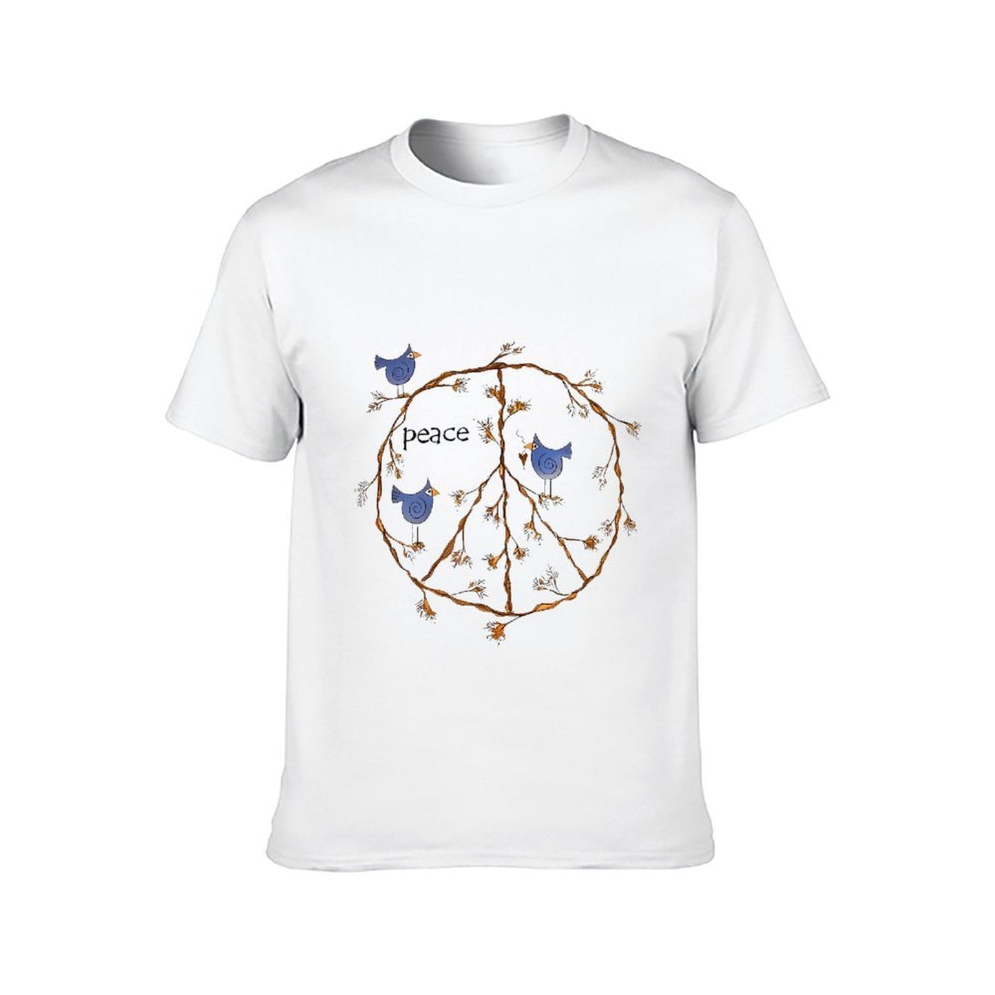 Inkmay Casual Cotton T-shirt Peace Sign With Birds And Branches Unisex T-shirtPureStyle Premium T-Shirt