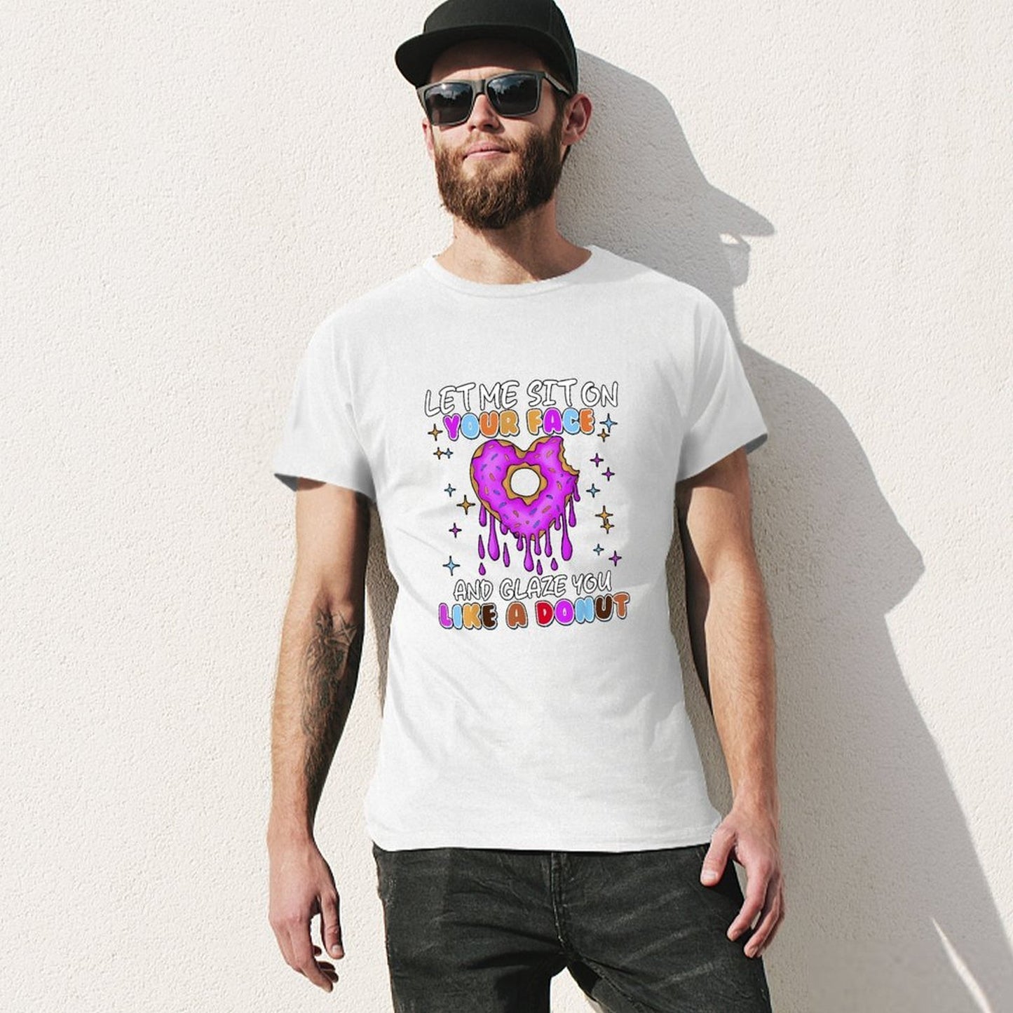 Inkmay Casual Cotton T-shirt Donut With Pink Glaze And Sprinkles Unisex T-shirtClassicStyle EasyWear T-Shirt