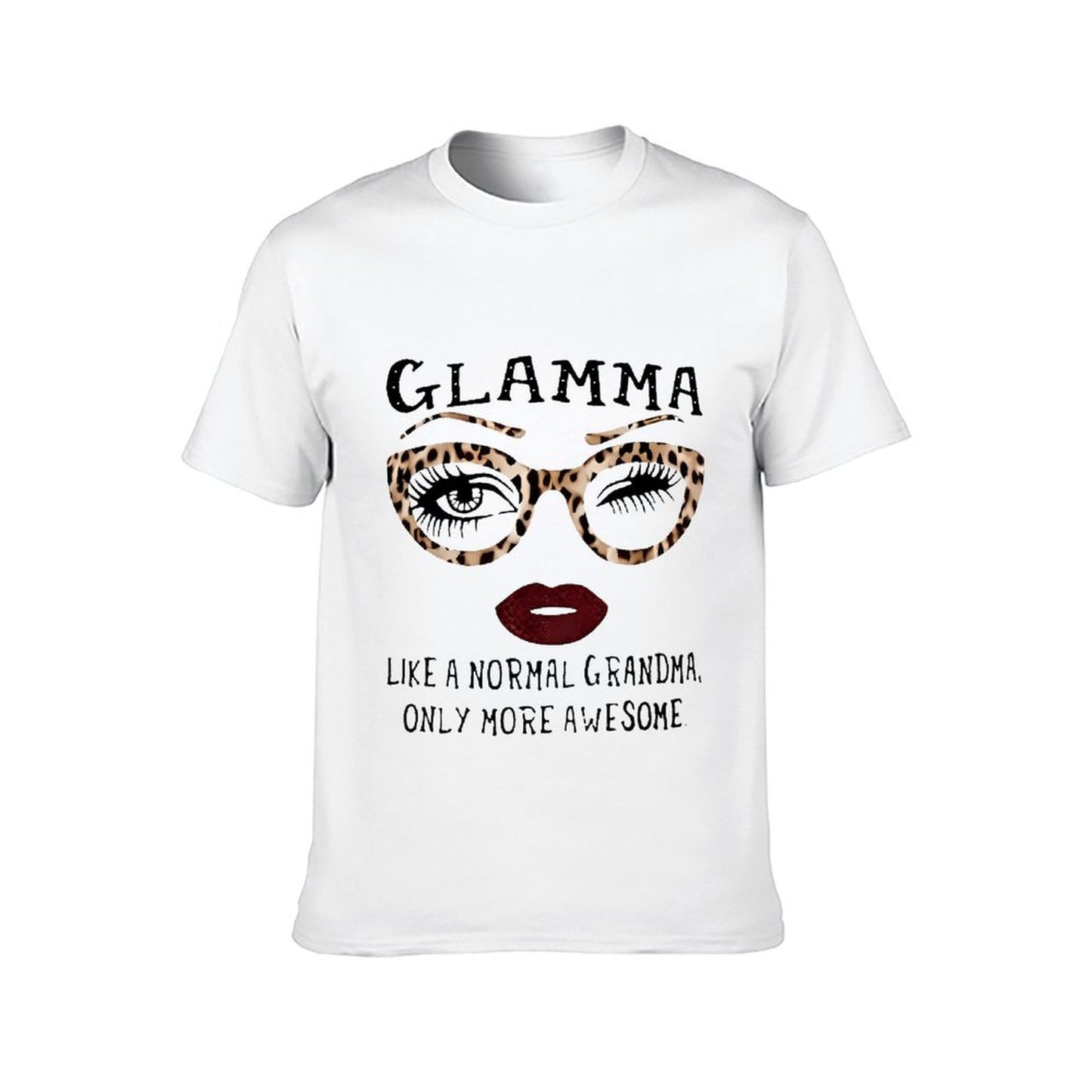 Inkmay Casual Cotton T-shirt Leopard Print Sunglasses With Eyelashes Unisex T-shirtOutdoor Logo-Ready T-Shirt