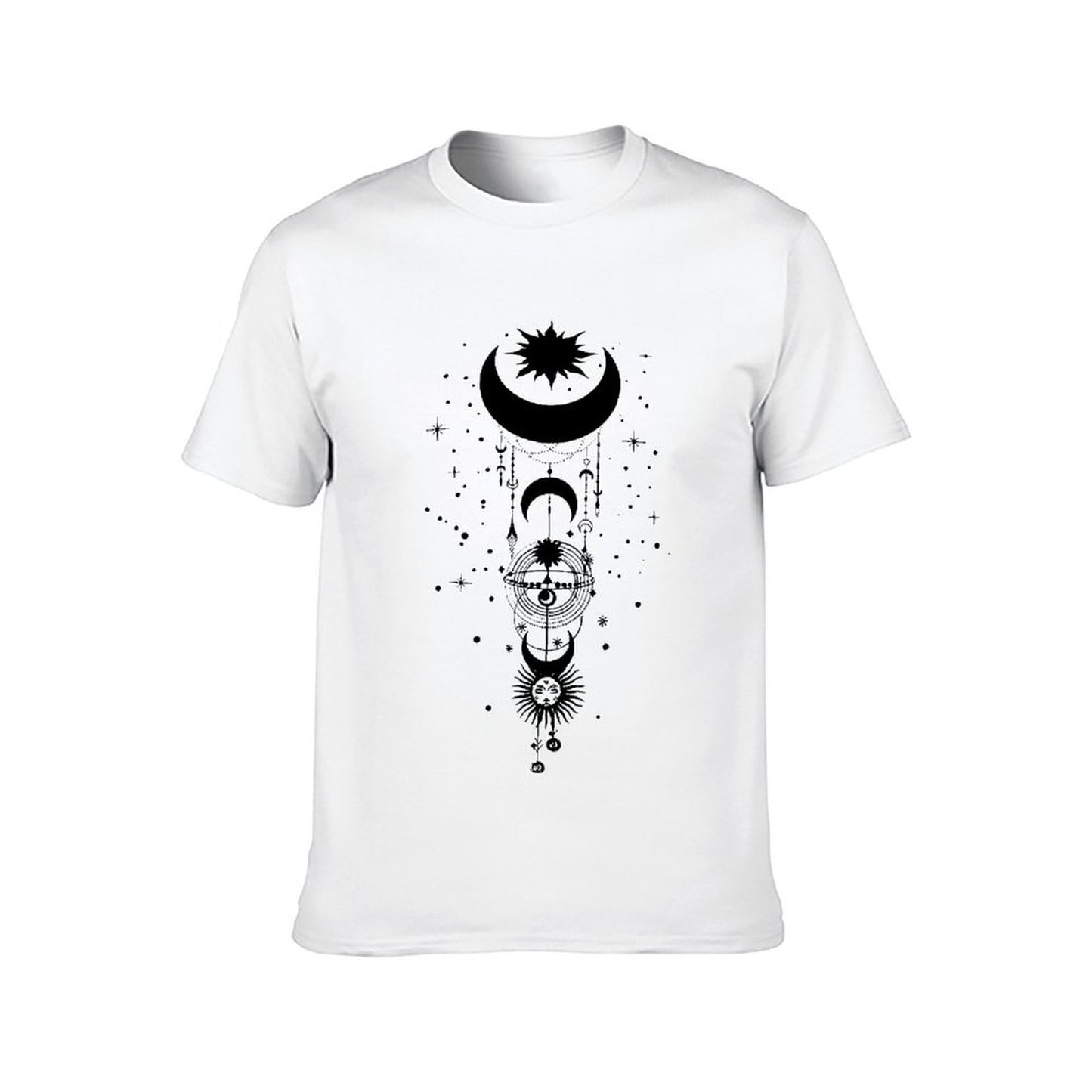 Inkmay Casual Cotton T-shirt Abstract Geometric Shapes In Black Colors Unisex T-shirtRelaxFit Heavyweight T-Shirt