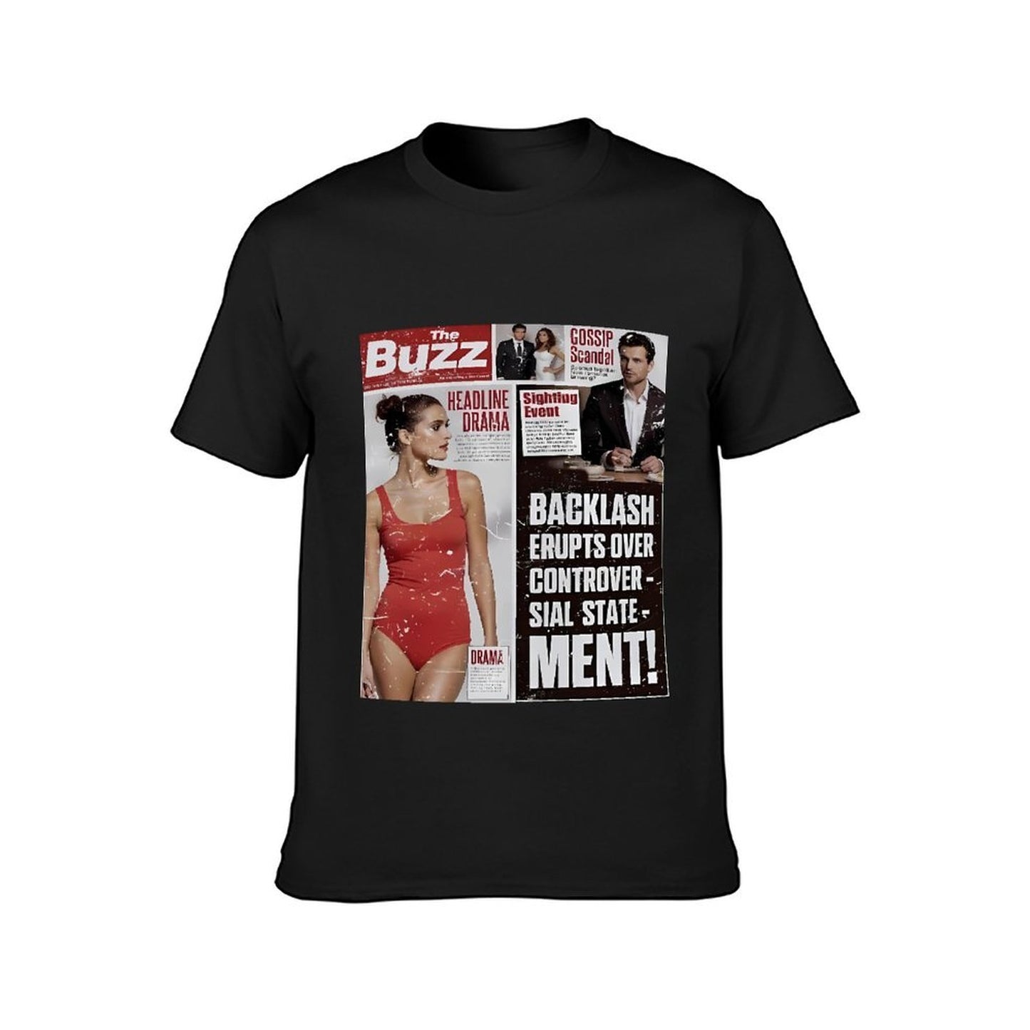 Inkmay Casual Cotton T-shirt Magazine Cover Features Bold Headlines Unisex T-shirtStrong Daily T-Shirt